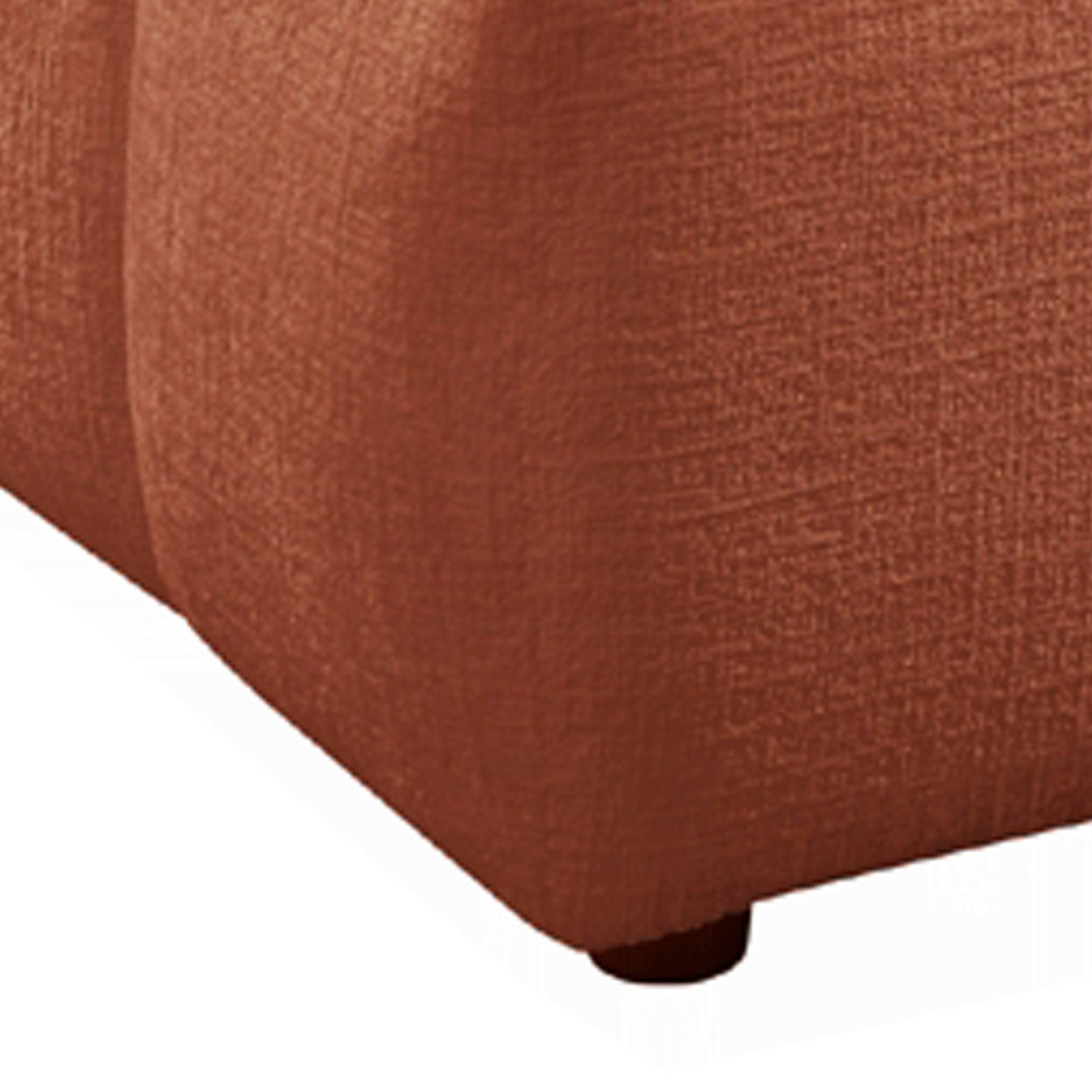 Alt View 3. Manhattan Lane - Leya Modular Ottoman, Tufted Coral Red Linen, 43 Inch Rectangular Seat - Coral Red.