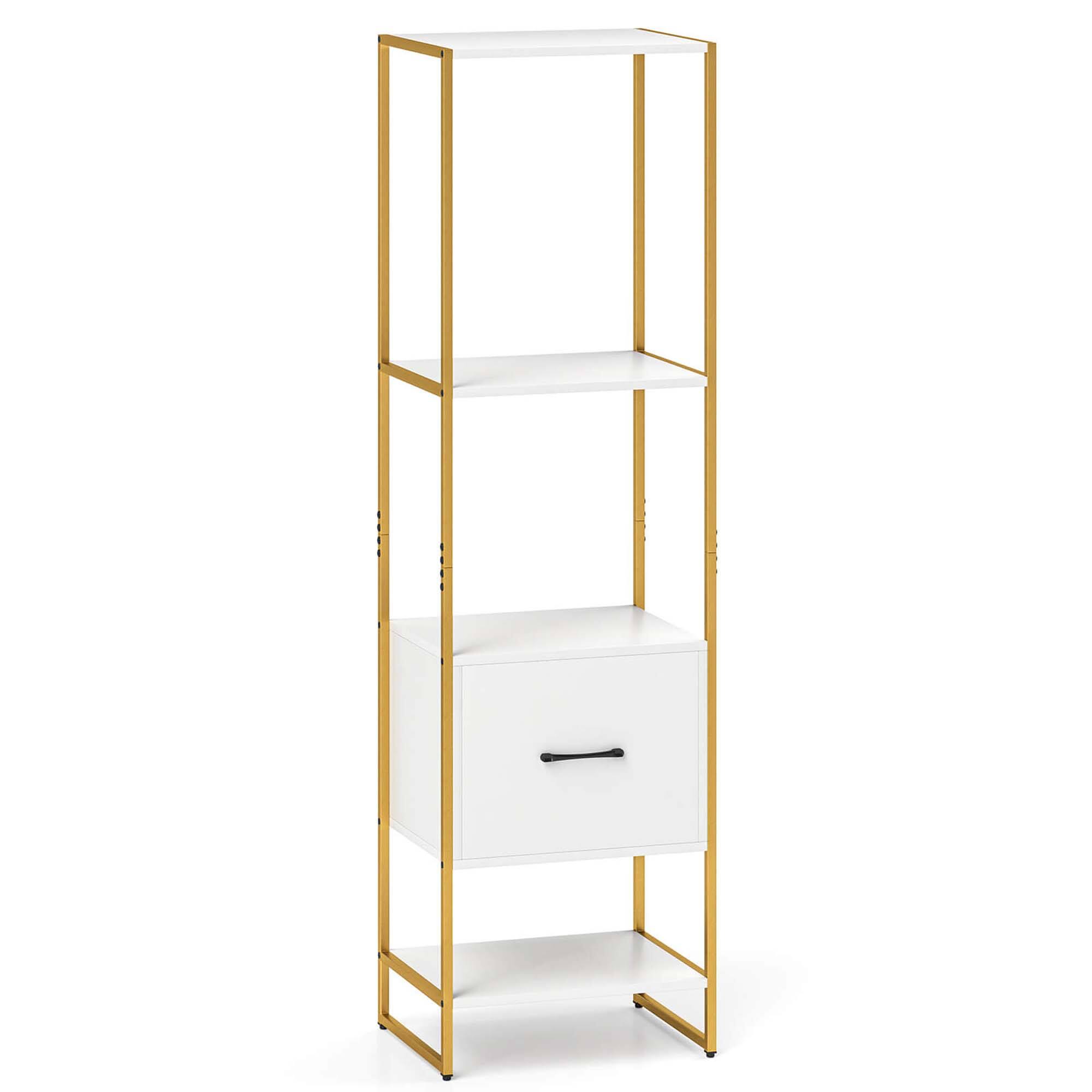 Alt View 8. Costway - Costway 5-Tier Bookshelf with 4 Open Shelves Storage Drawer Modern Book Storage Organizer - White.