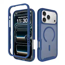 Dteck - Magnetic Case for iPhone 18 Pro, Compatible with MagSafe Accessory Translucent Back with Front Frame Cover - Blue