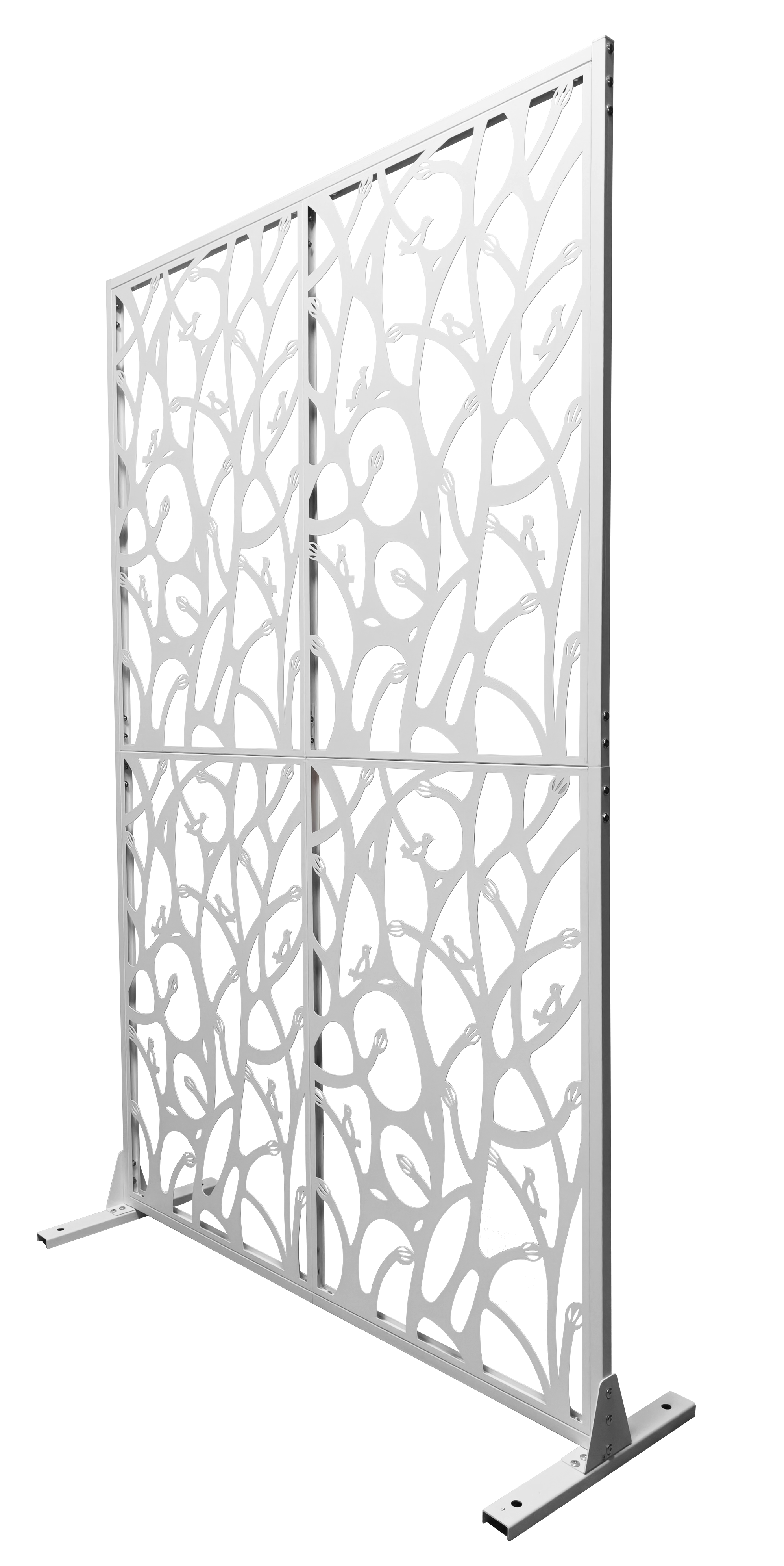 Alt View 5. Loheer - 3.8 ft x 6 ft Metal Privacy Screen Freestanding Room Divider for Patio Balcony Garden - White.