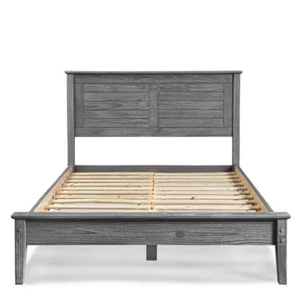 Left. Hivvago - Hivvago Twin Size Coastal Dorm Farmhouse Solid Pine Wood Platform Bed - Rustic Grey.