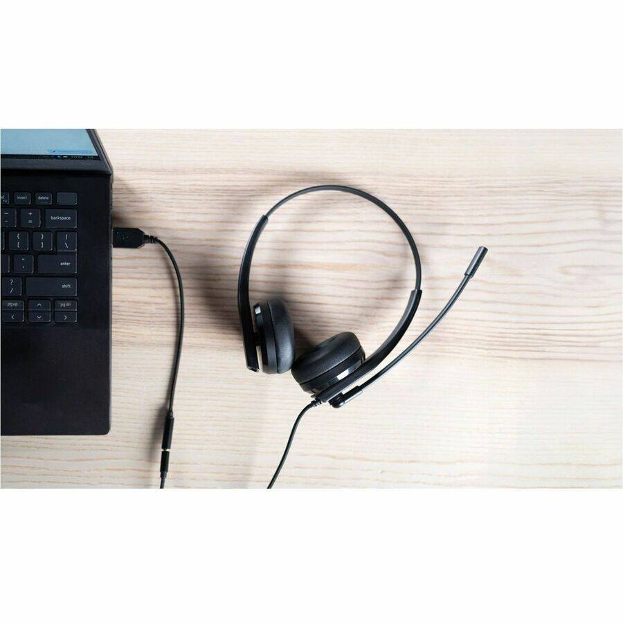 Alt View 5. Creative Labs - Creative HS-230 Lightweight Headset with Noise-cancelling Mic - Stereo - USB Type A, Mini-phone (3.5mm) - Wired - 100 Hz - Black.