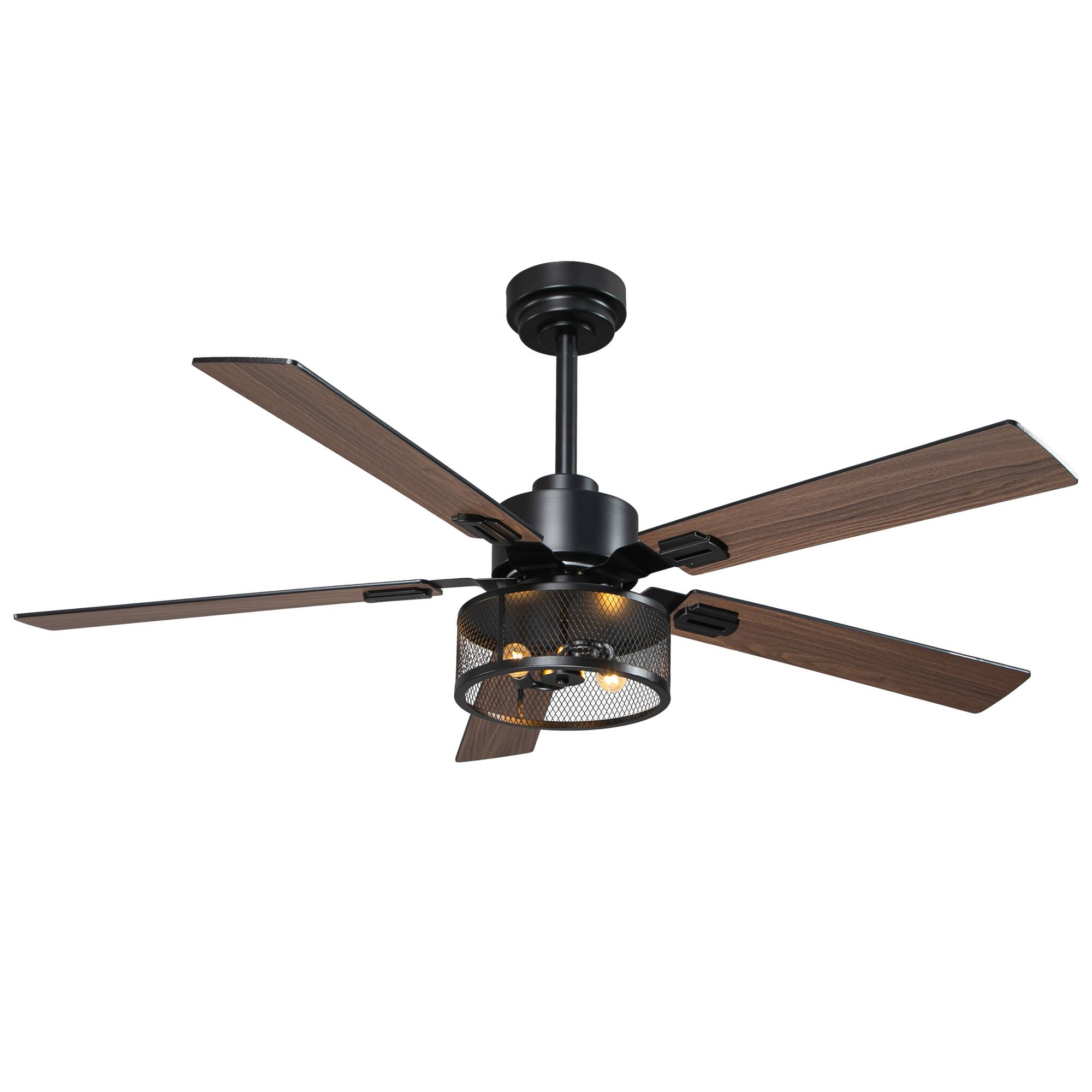 Alt View 2. Parrot Uncle - 52" Matte Black Ceiling Fan with Light, Reversible Blades, Remote & App Control - Black.