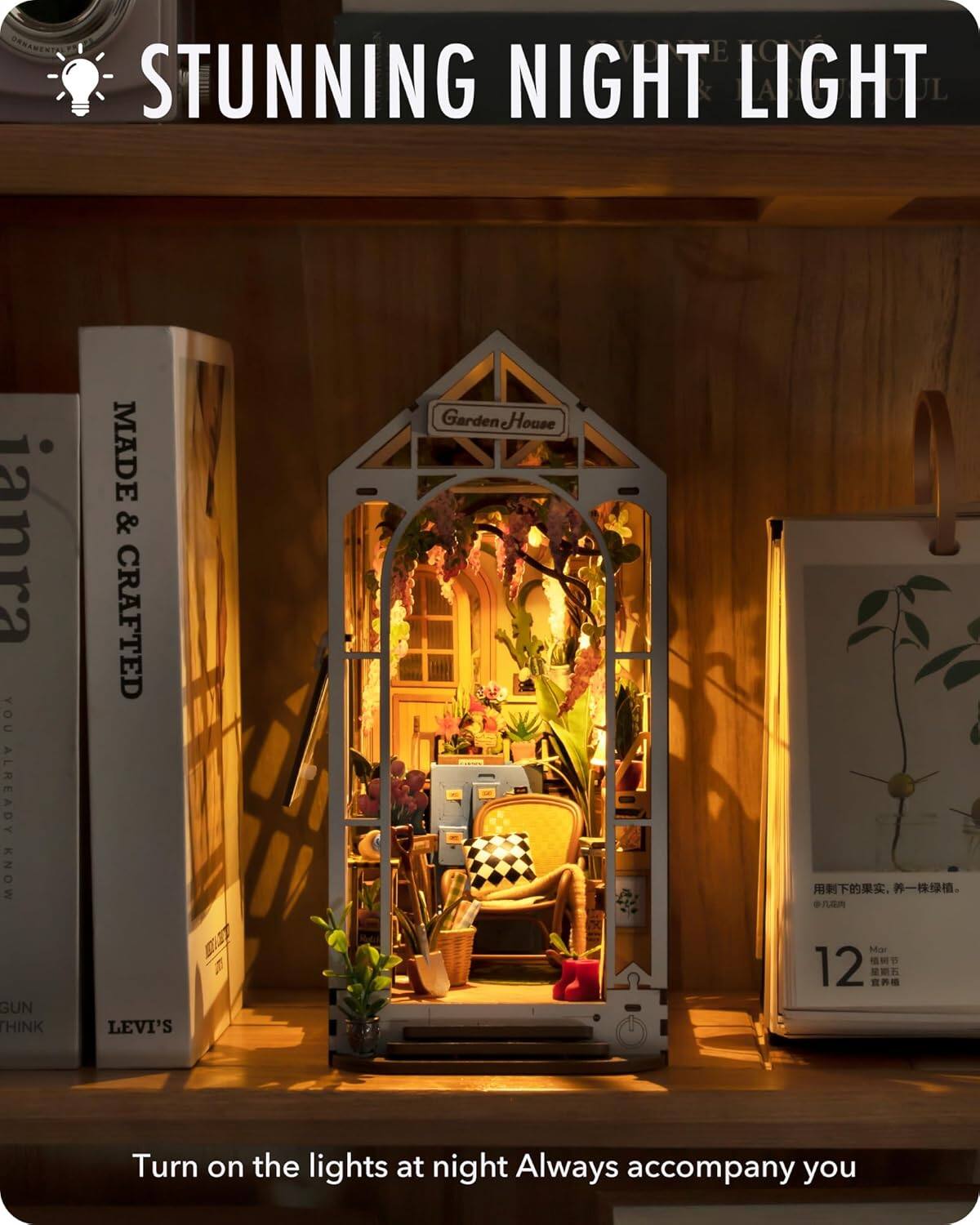 STUNNING NIGHT LIGHT

ORNAMENTA MITTEON E LON STUNNING NIGHT LIGHT

IANRA YOU ALREADY KNOW GUN THINK MADE & CRAFTED BUT LEVI'S Garden House

Turn on the lights at night Always accompany you