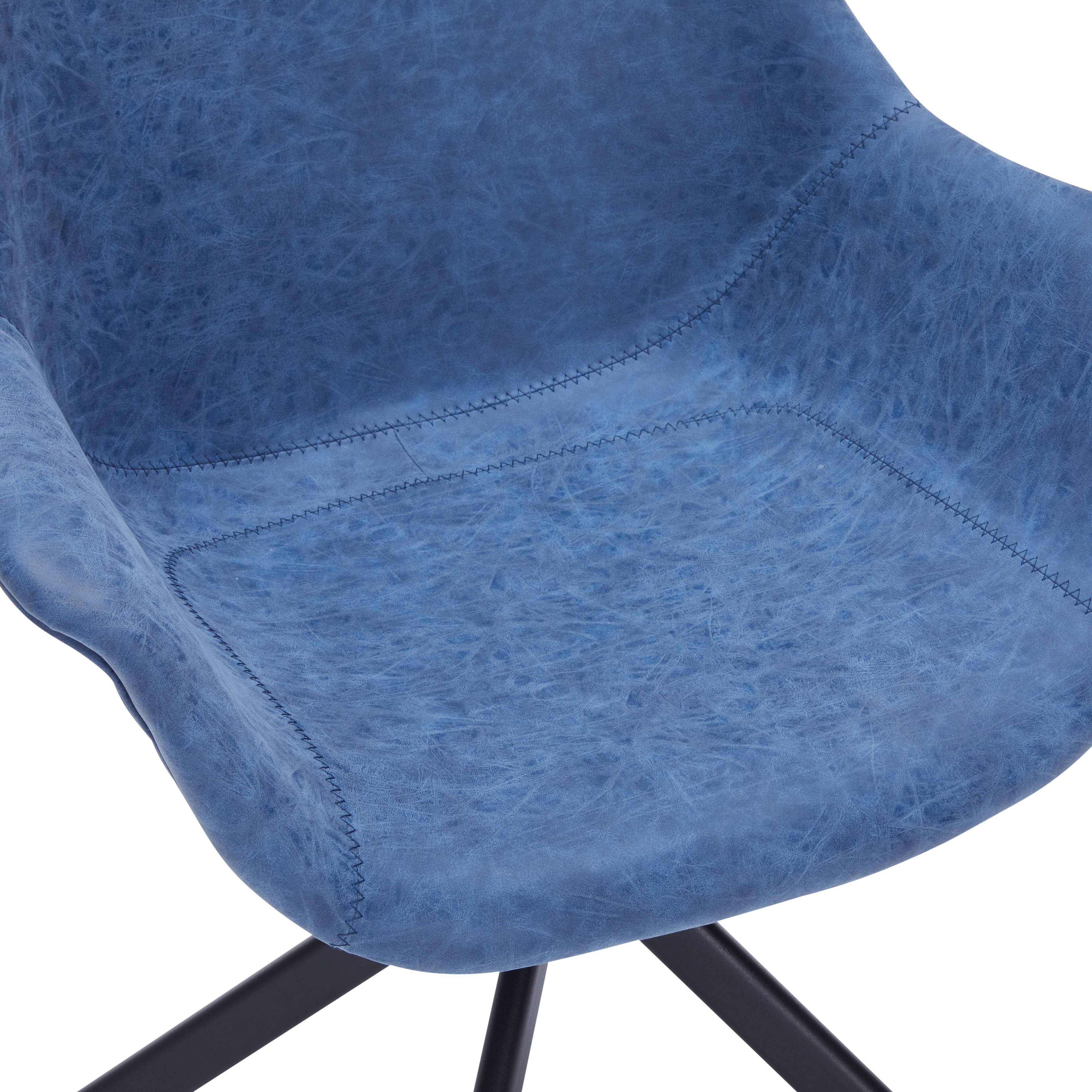 Alt View 6. LeisureMod - Markley 4-PCS Modern 360 Swivel Faux Leather Dining Armchair with Iron Legs - Light Blue.