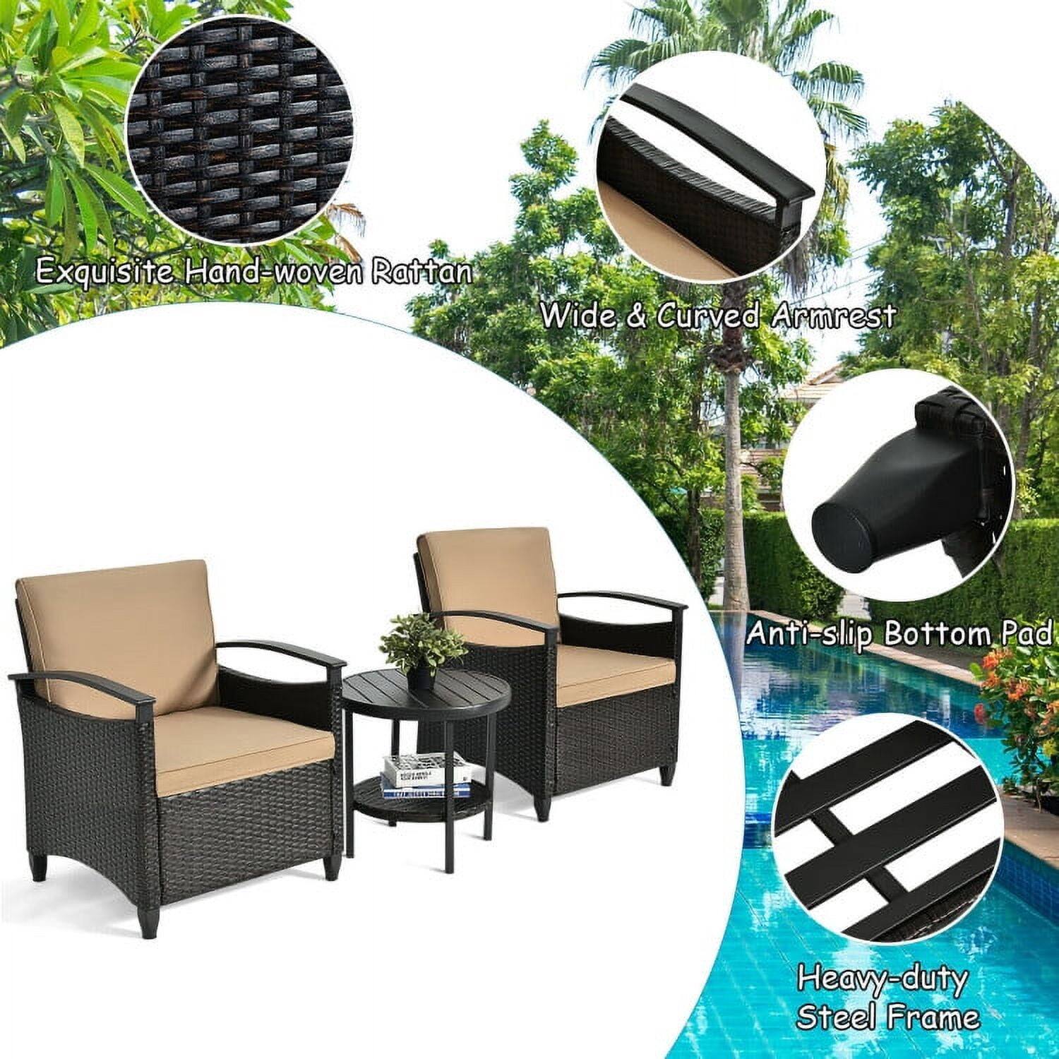 Exquisite Hand-woven Rattan  
Wide & Curved Armrest  
Anti-slip Bottom Pad  
Heavy-duty Steel Frame