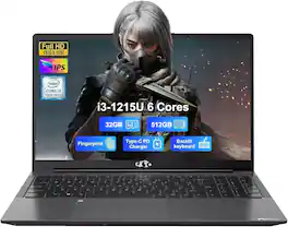 NIMO - 15.6" IPS FHD-Laptop Intel 6 Cores i3-1215U 32GB RAM 512GB SSD 4.4GHz - Gray