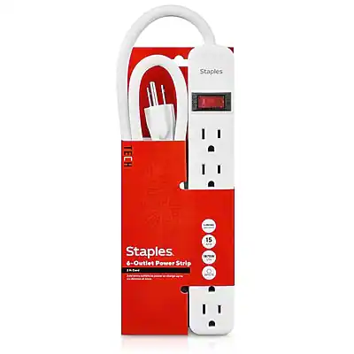 Device Tech Staples Staples TECH 6 Outlet Power Strip, 3' Cord White ST22147L - Best Buy