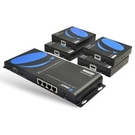 Orei - 1080p 1x4 HDMI™ Extender Splitter (Over IP) - 400ft (cat6) - HD-EX104 - Black