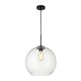 Living District - Baxter 1 Light Black Pendant With Clear Glass - Black And Clear
