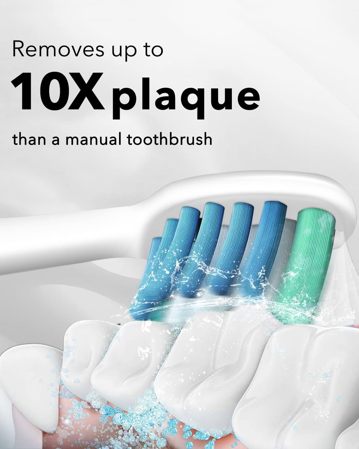 Removes up to 10X plaque than a manual toothbrush