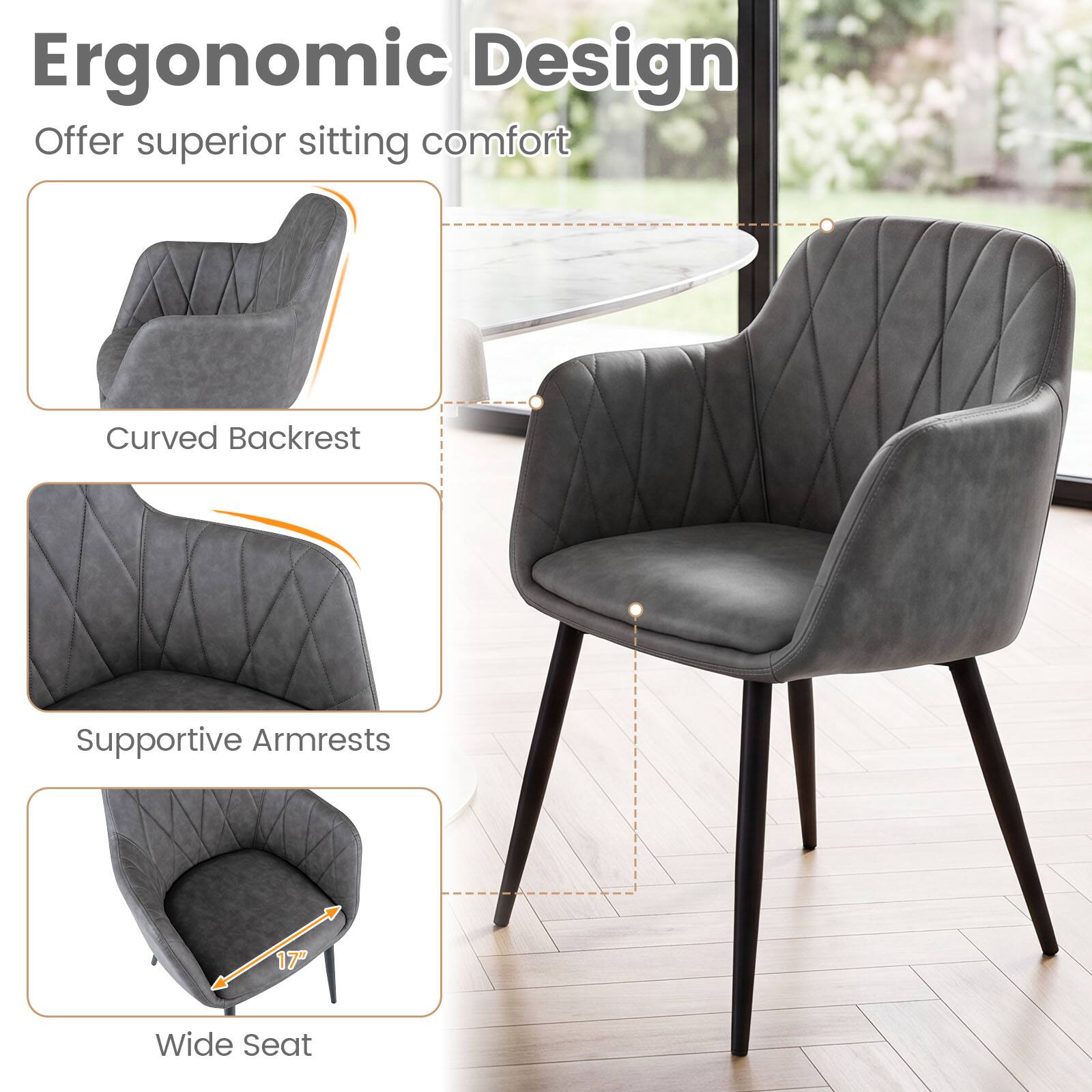 Ergonomic Design  
Offer superior sitting comfort  
Curved Backrest  
Supportive Armrests  
17" Wide Seat