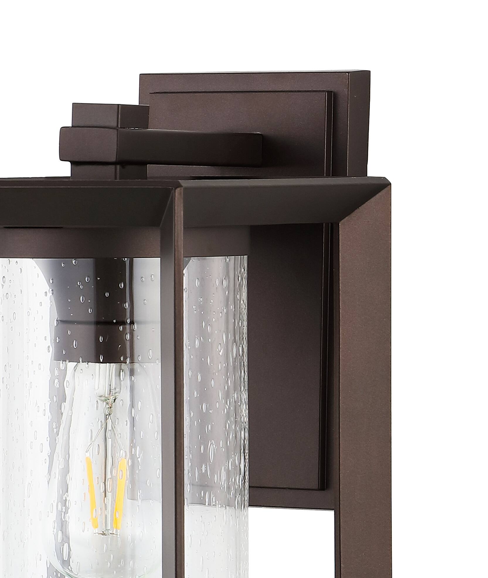 Alt View 5. Jonathan Y - Vaughn 7.25" 1-Light Iron/Glass Modern Rustic Cube LED Outdoor Sconce, Oil Rubbed Bronze (Set of 2) - Oil Rubbed Bronze.