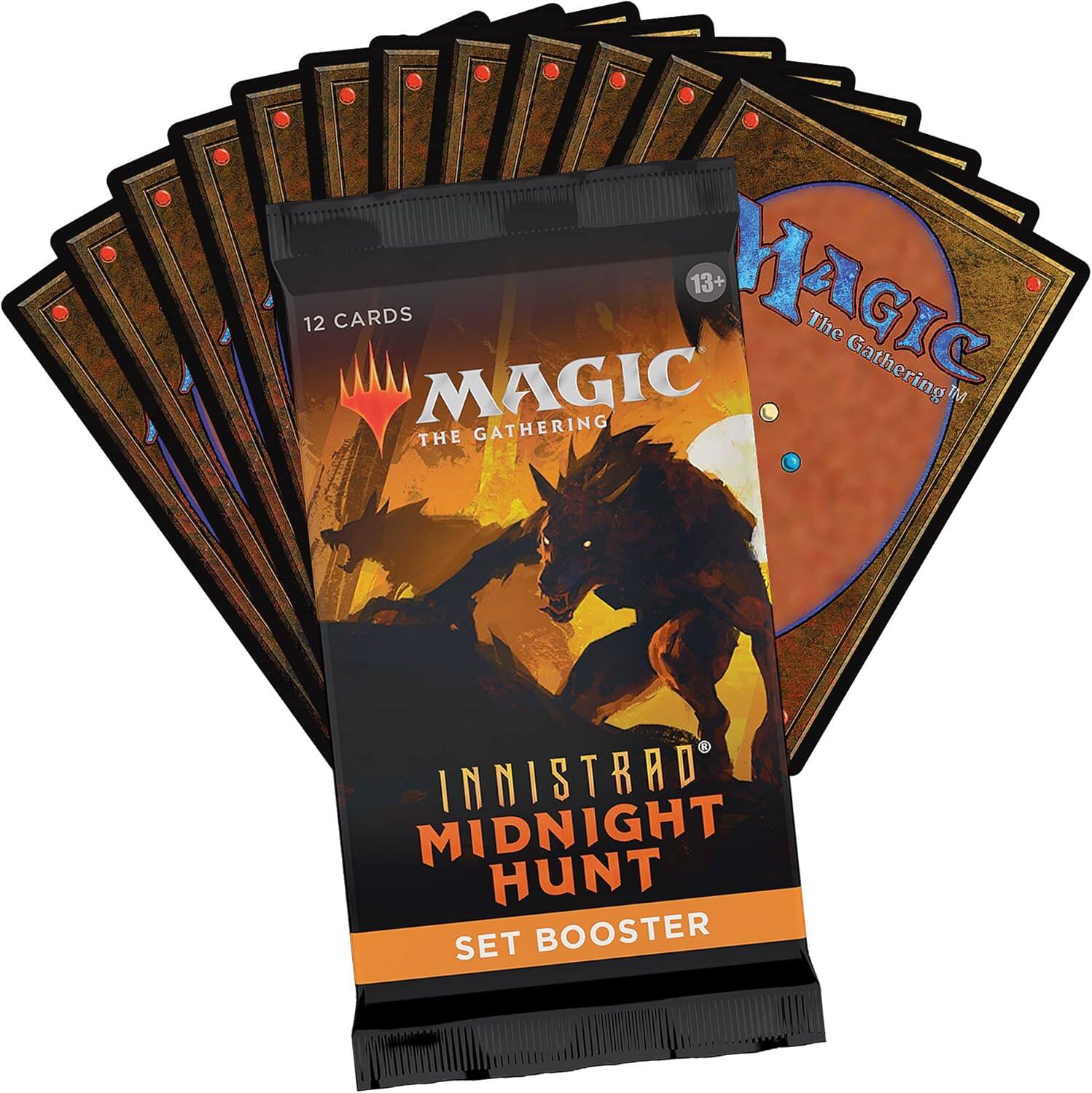 12 CARDS 13+  
MAGIC The Gathering  
INNISTRAD MIDNIGHT HUNT  
SET BOOSTER