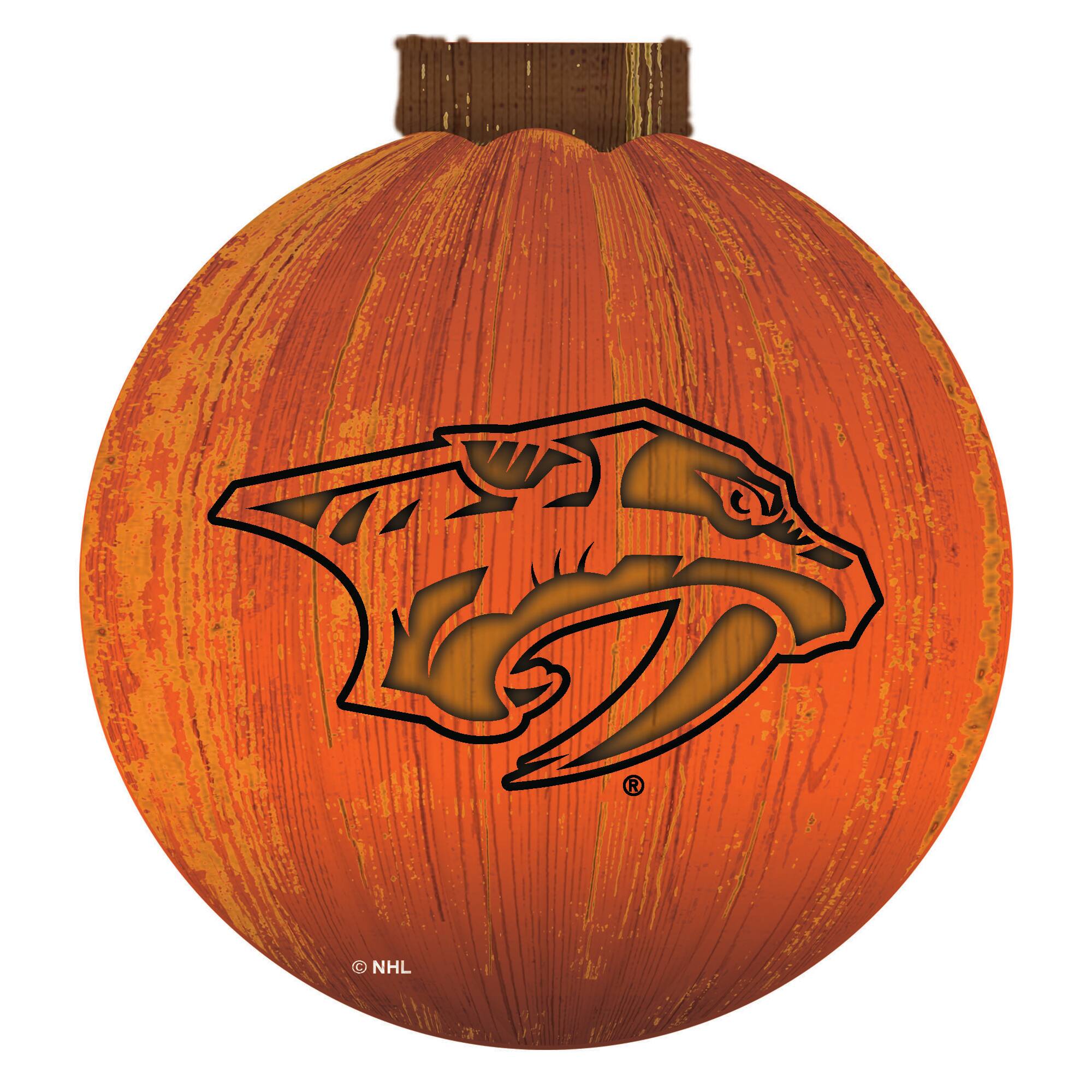 Front. Fan Creations - Nashville Predators 12'' Pumpkin Sign - Orange.