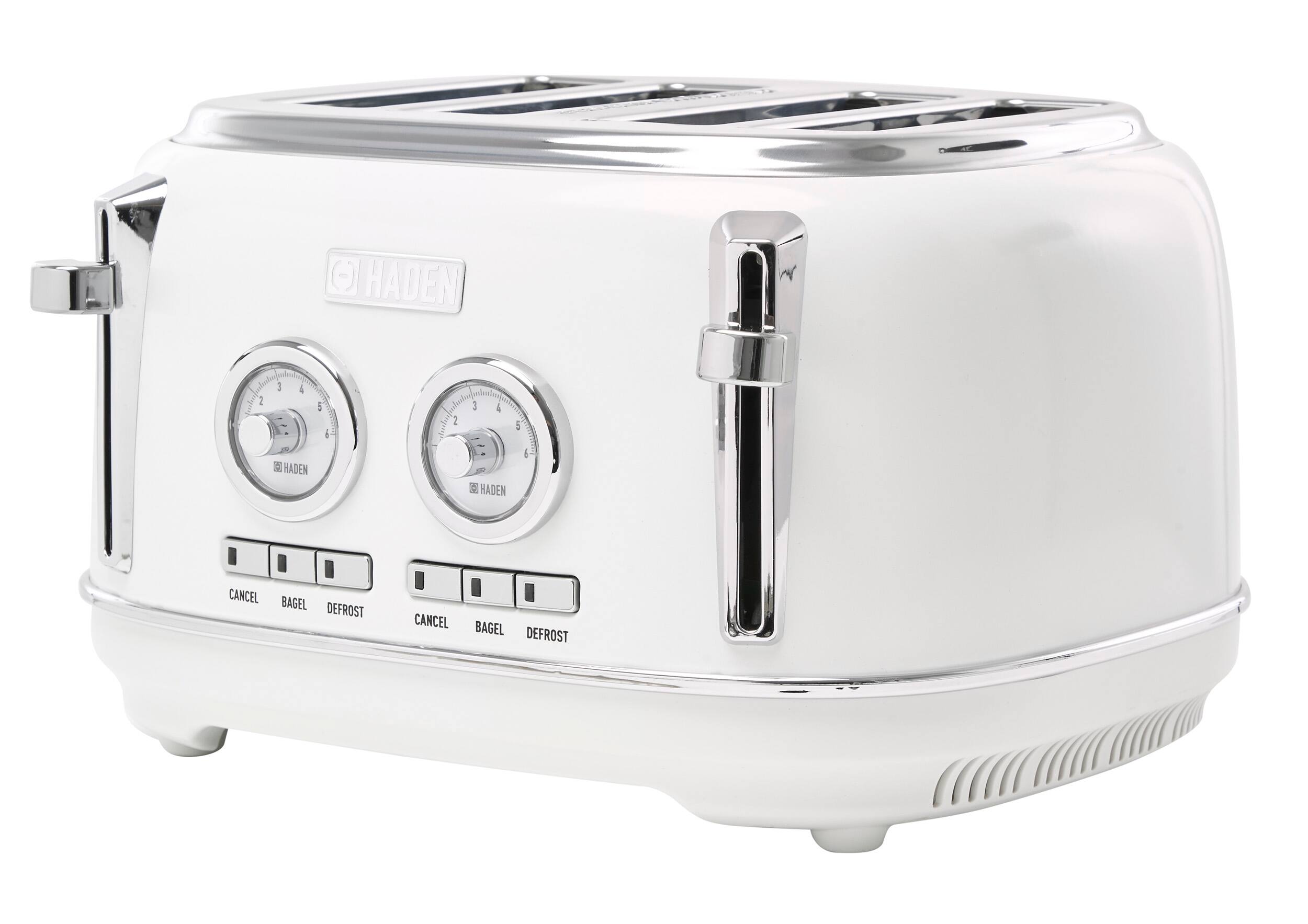 Left. Haden - Dorset 4-Slice Wide Slot Toaster - Ivory and Chrome.