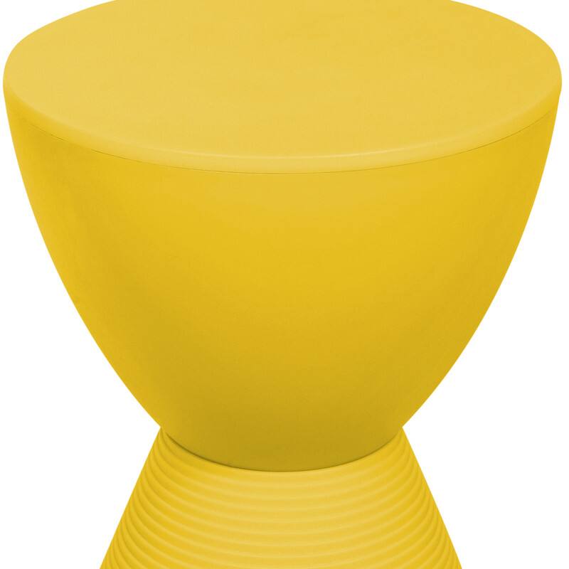 Alt View 1. LeisureMod - Boyd Modern Round Hourglass Accent Side Table, Drum Storage Table with Ribbed Base for Indoor/Outdoor - Yellow.