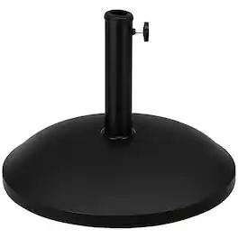 Outsunny - 20" 55 lbs Round Cement Umbrella Base Stand Market Parasol Holder with Tightening Knob & Easy Setup - Black
