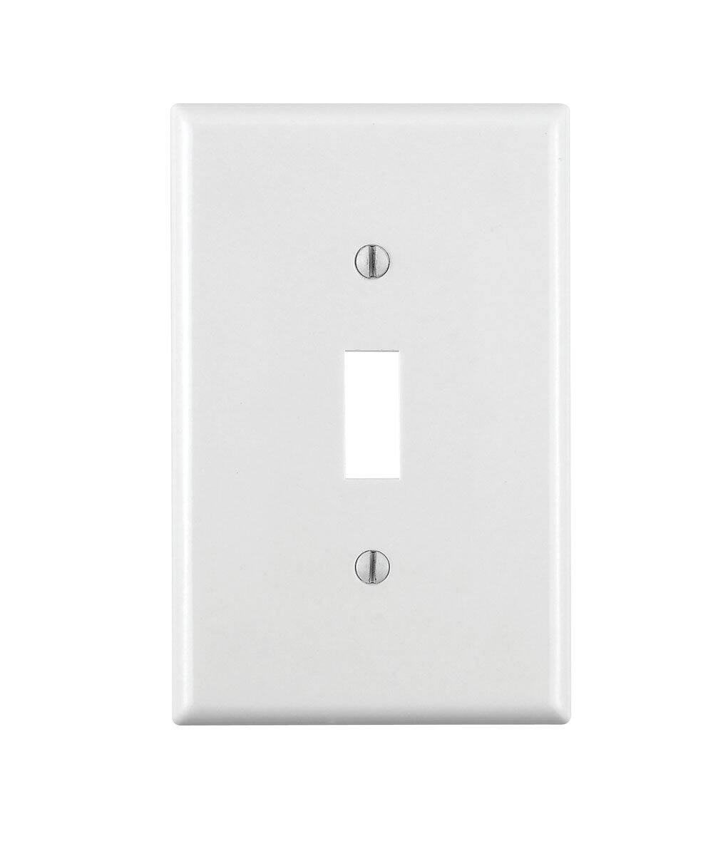 Front. Leviton - Leviton White 1 gang Thermoset Plastic Toggle Wall Plate 1 pk (Case of 20) - White.