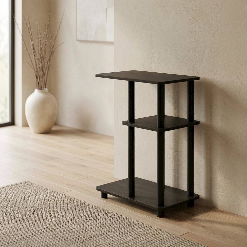 Angle. FurniFact - FurniFact C-Shape Side Table, Quality Build, Durable Wood Frame - Espresso - Espresso/Black.