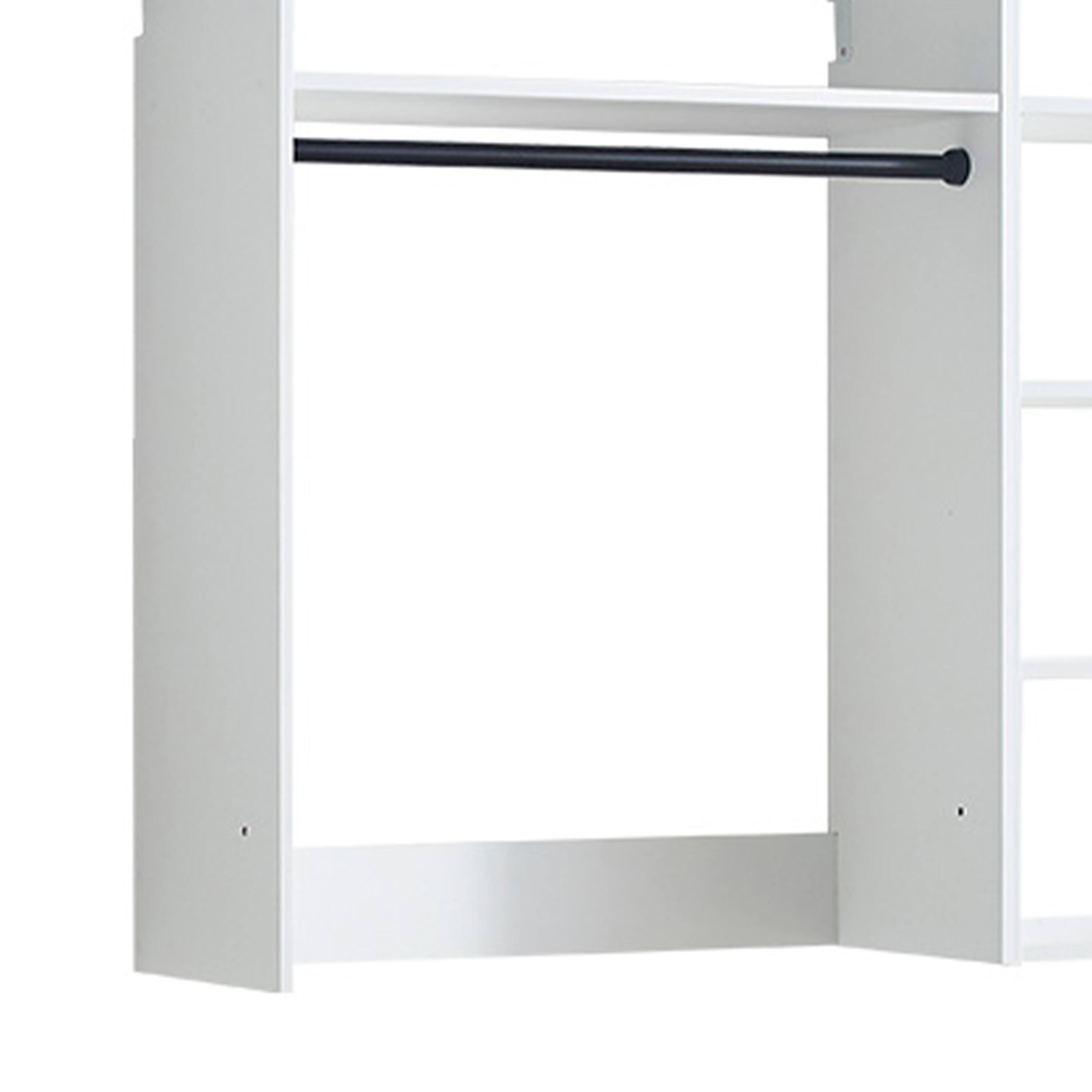 Back. Manhattan Lane - Vedz Walk in Closet w 2 Drawers, 6 Shelves, 2 Hanging Rods, White Wood - White.