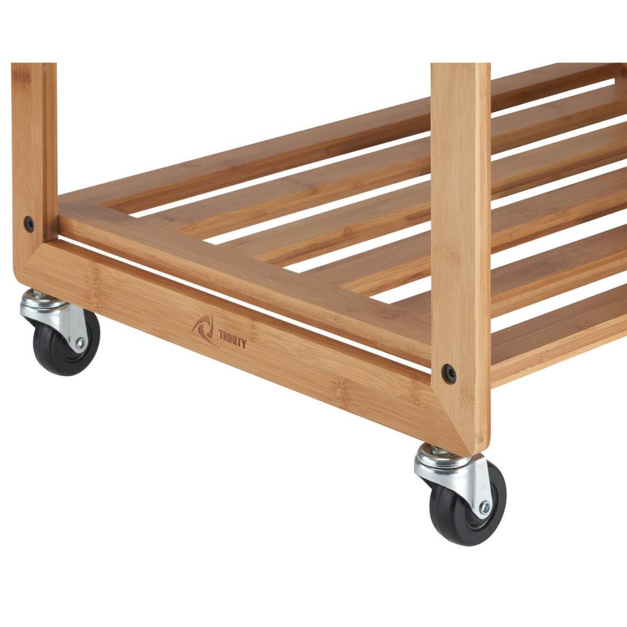 Alt View 13. TRINITY - EcoStorage 3-Bag Bamboo Laundry Cart Chrome Poles - Chrome.