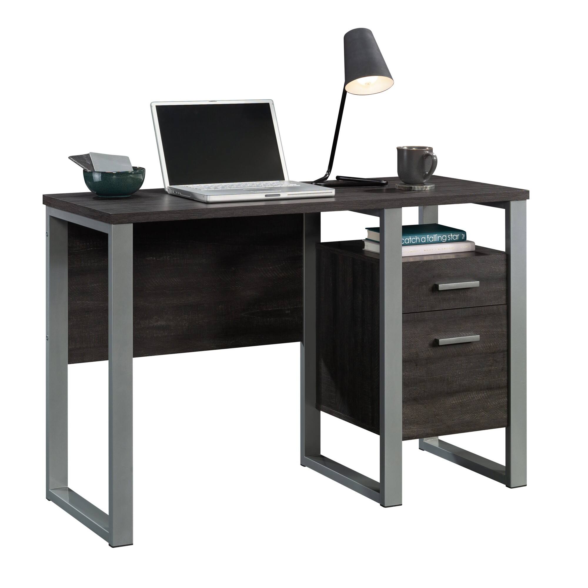 Glintex - Office Computer Desk – 45" Compact Workstation with Drawer, Durable Frame and Space-Saving Design for Home Office - Dark Brown