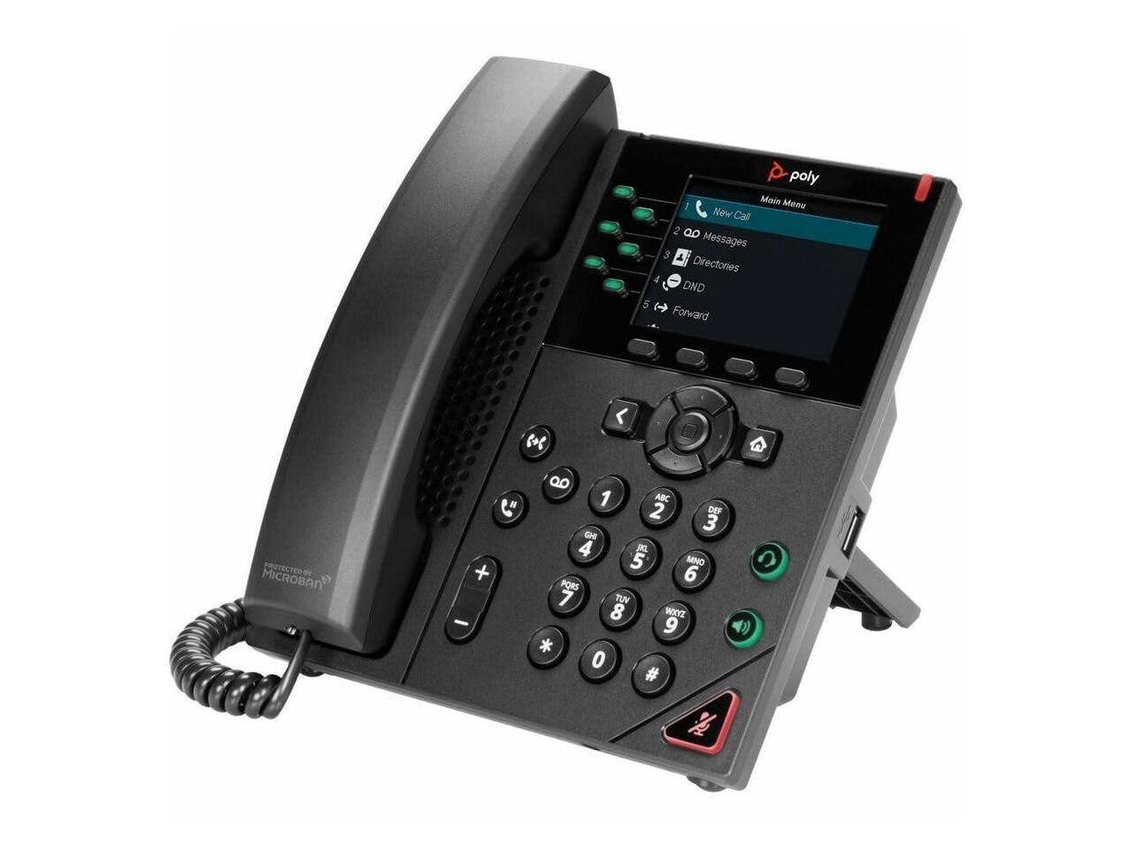 poly Maio Mana Now Call 2 o Messages 3 Directories 4 DND 5 Forward ob < PROTECTEDR MICROBAN a + - o 1 ABC 2 DEF 3 GHI 4 JKL 5 MNO 6 PQRS 7 TUV 8 WXYZ 9 * 0 #