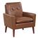 Front. Costway - Modern PU Leather Armchair Sofa Chair with Solid Wood Legs - Brown.
