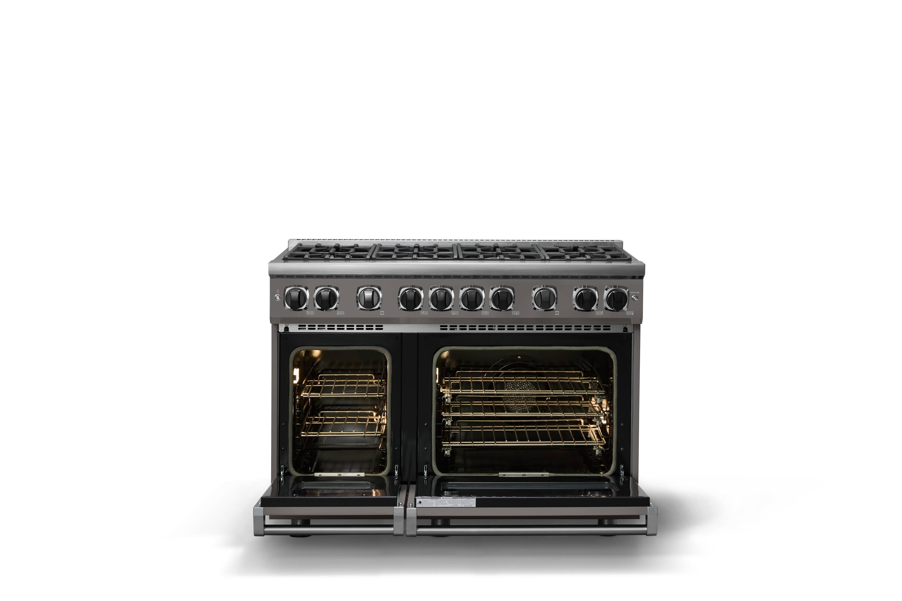 Alt View 2. Viking - 48"W. 7.3 Cu. Ft. Freestanding Sealed 8 Burner LP Gas Range - Damascus Gray - Damascus Gray.