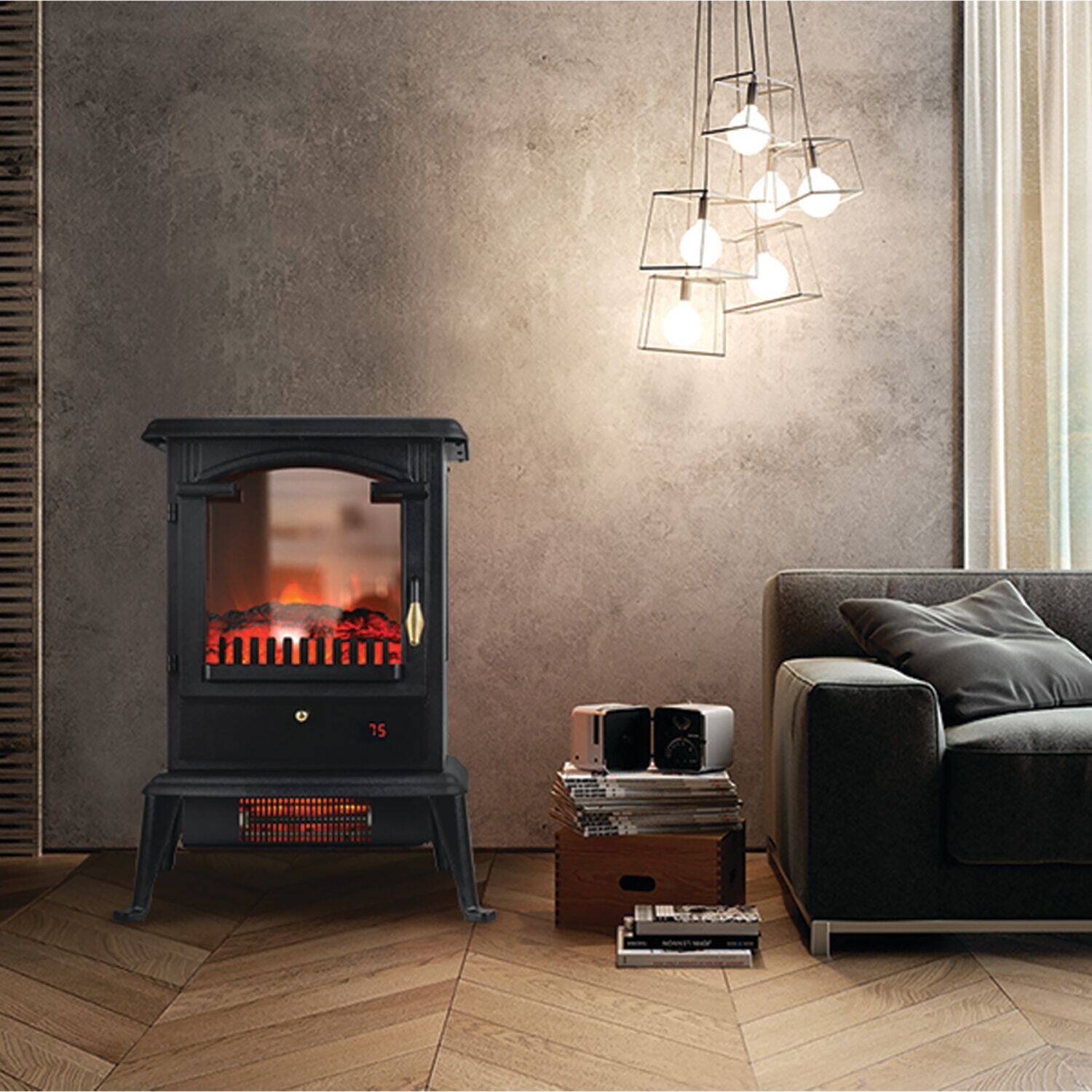 Alt View 17. Lifesmart - 3 Sided Flame View Infrared Heater Stove - Black.