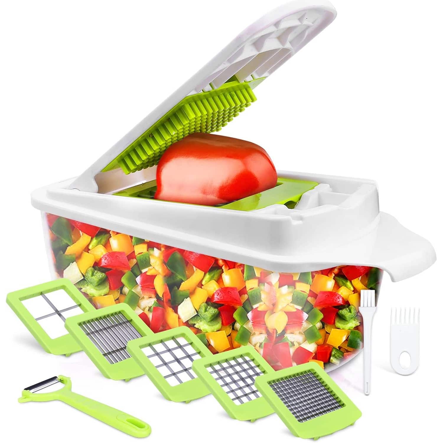 PARKER SLATER - 5-Blade Food Dicer and Chopper – Onion, Fruit, and Vegetable Cutter for Quick Food Prep - Light Green