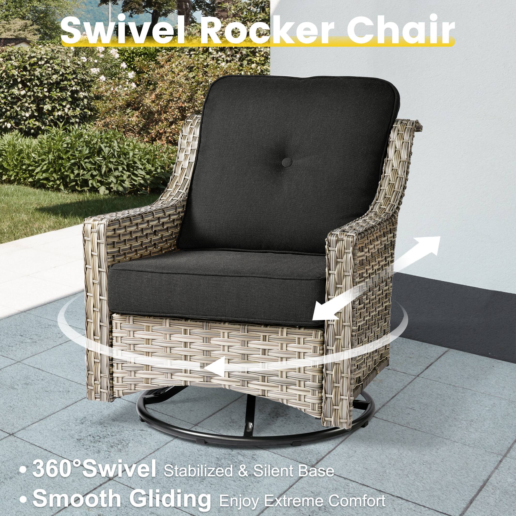 Swivel Rocker Chair

- 360° Swivel
- Stabilized & Silent Base
- Smooth Gliding
- Enjoy Extreme Comfort