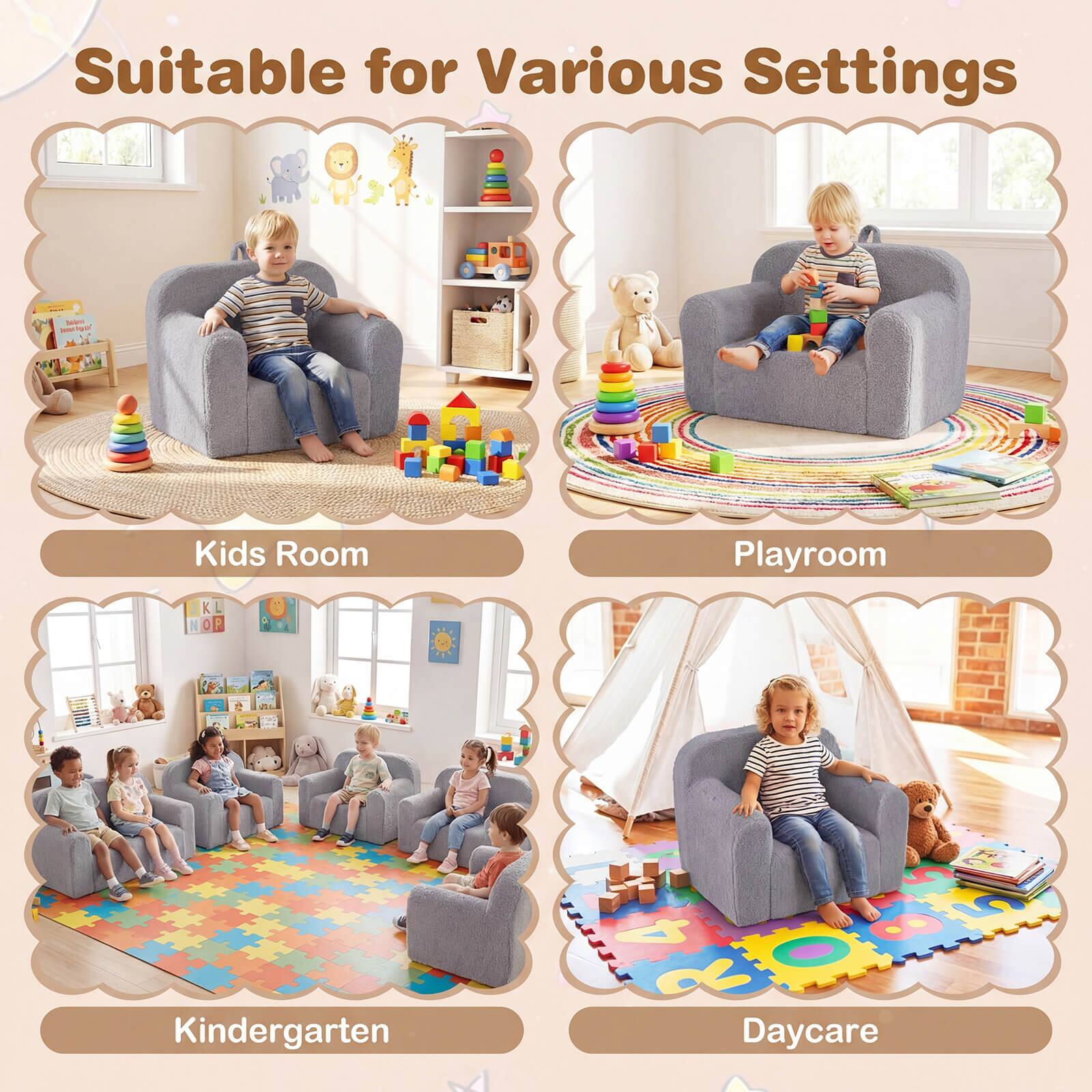 Suitable for Various Settings

Kids Room  
Playroom  
Kindergarten  
Daycare