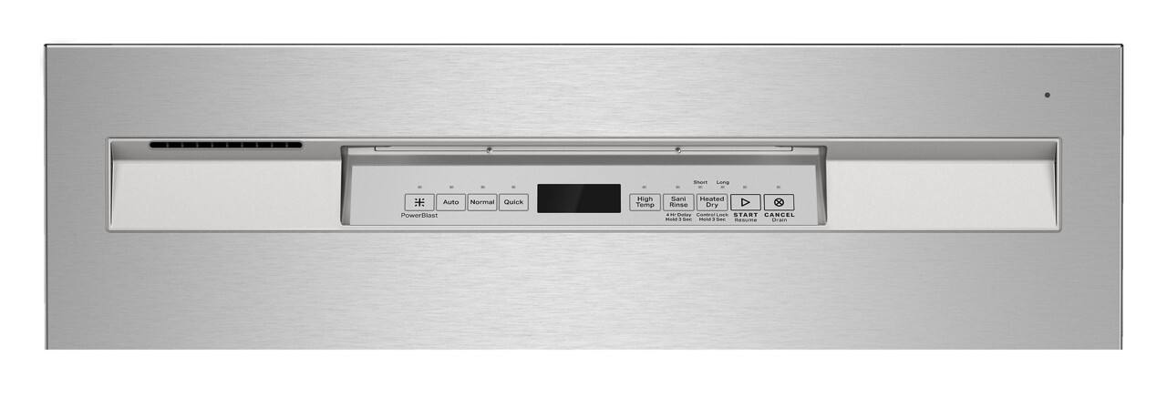 Sure, here is the corrected and grouped text from the image:

- Auto
- Normal
- Quick
- PowerBlast
- High Temp
- Sanitise
- Heated Rinse
- Dry
- START
- CANCEL