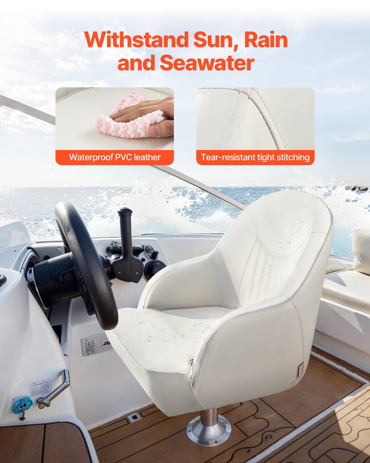 Withstand Sun, Rain and Seawater

Waterproof PVC leather

Tear-resistant tight stitching