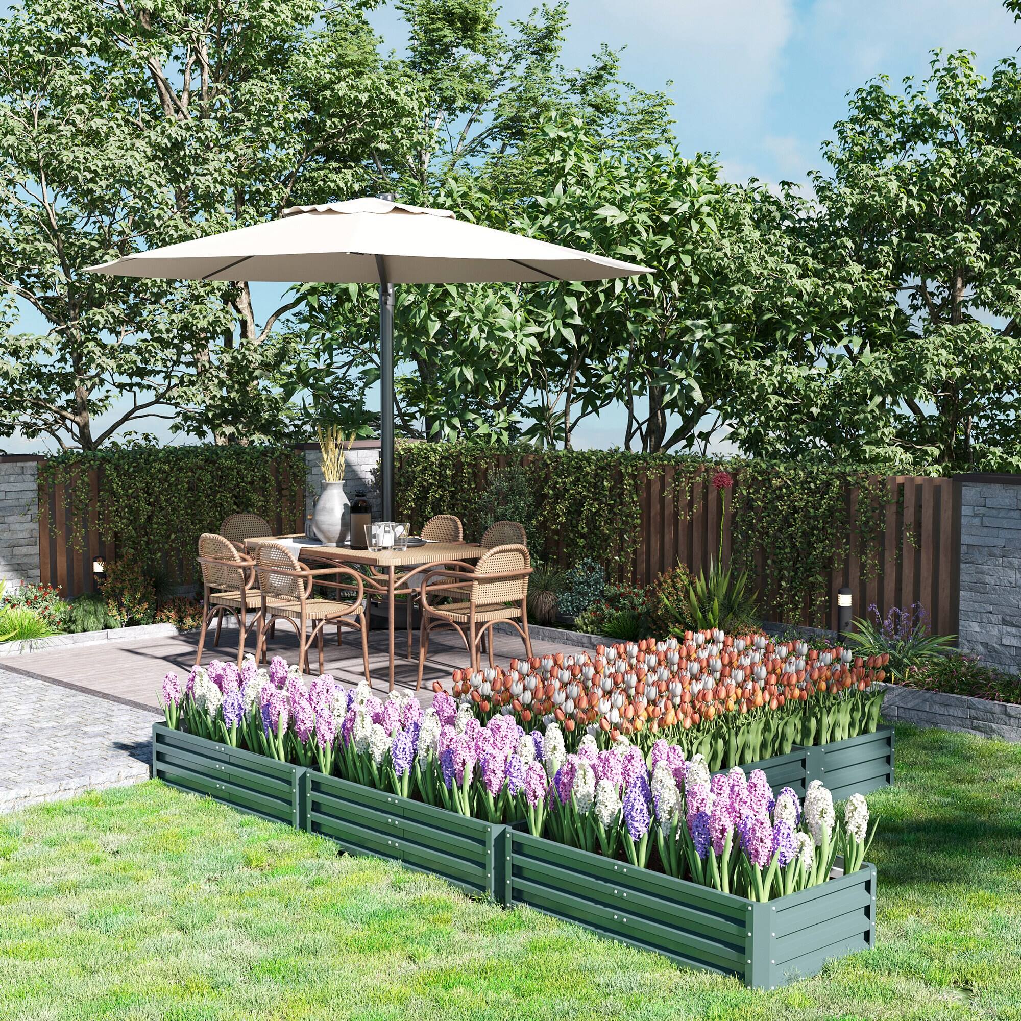 Alt View 1. Outsunny - Raised Garden Bed, Set of 5 Large Box Planters for Outdoor Plants Vegetables Flowers Herbs - Green.