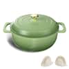 Front. Winado - 6QT Dutch Oven Enameled Cast Iron Bread Oven with Moisture-Lock Lid for Sourdough Baking & Cooking, Oven & Stovetop Safe - Green.