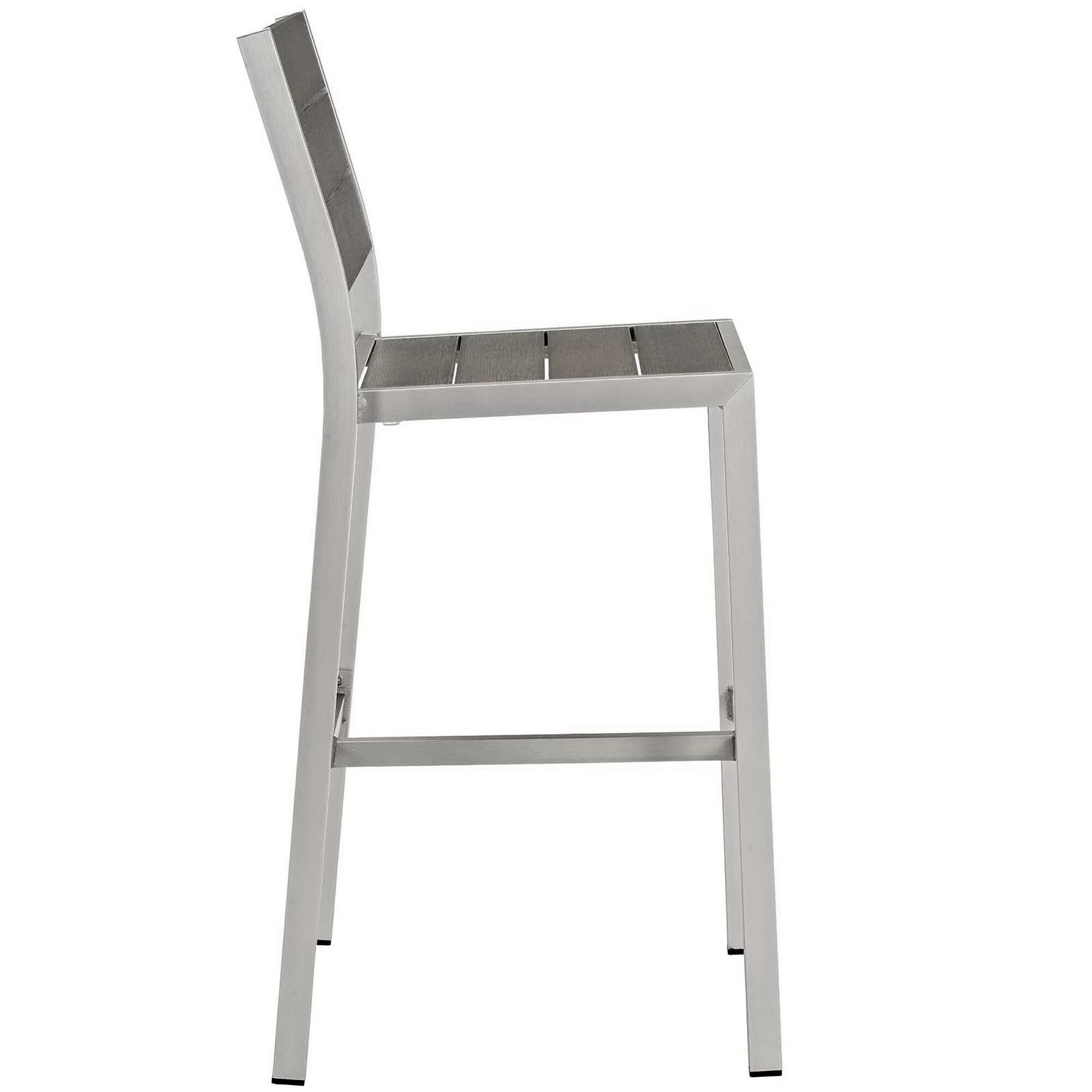 Back. Modway - Shore Outdoor Patio Aluminum Armless Bar Stool Set of 2 by Modway - Silver Gray.