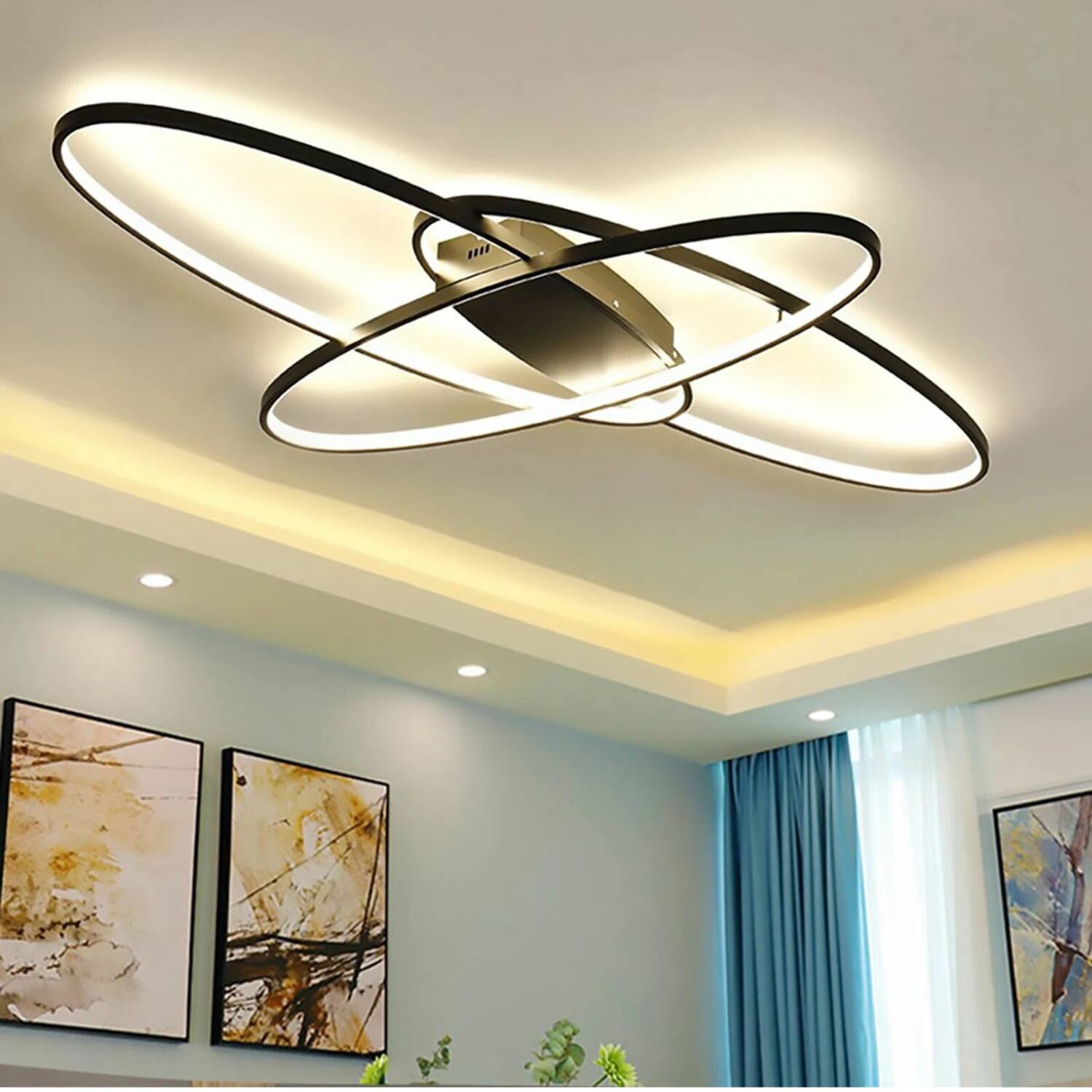 Angle. Stock Preferred - Creative Geometric LED Ceiling Light Chandelier - White.