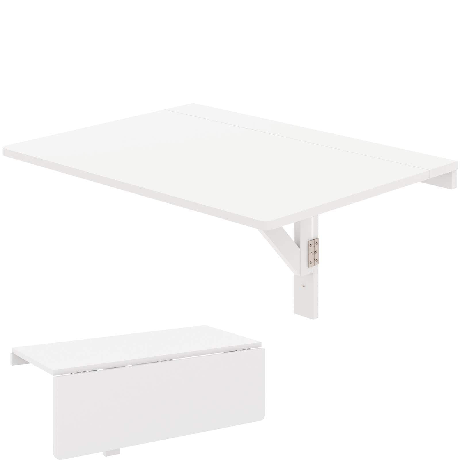 Ecooso - Wall-Mount Folding Table 31.5" x 23.5", Fold-Down Desk for Small Spaces - White