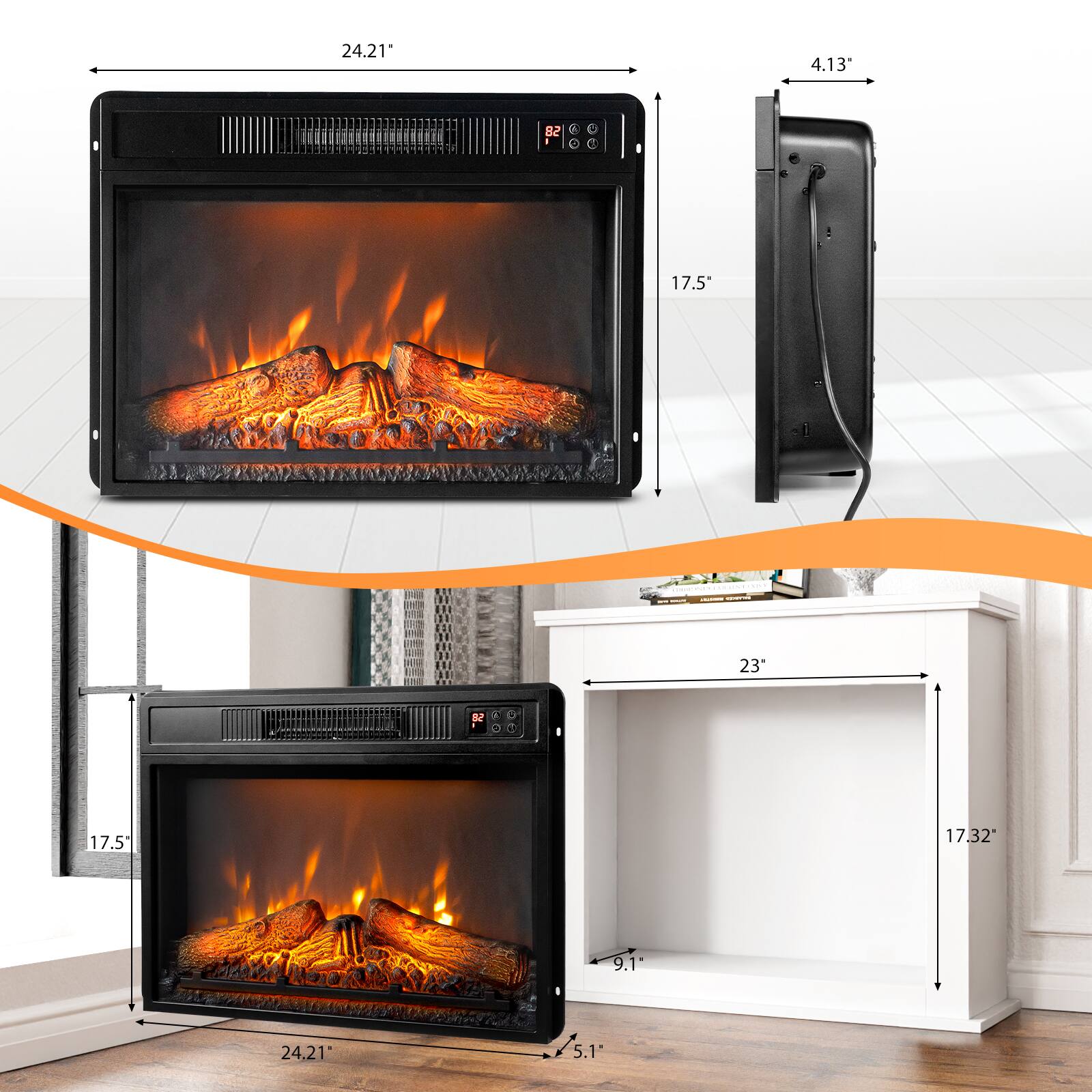 24.21" x 4.13" x 17.5"  
23" x 17.32" x 9.1" x 5.1"