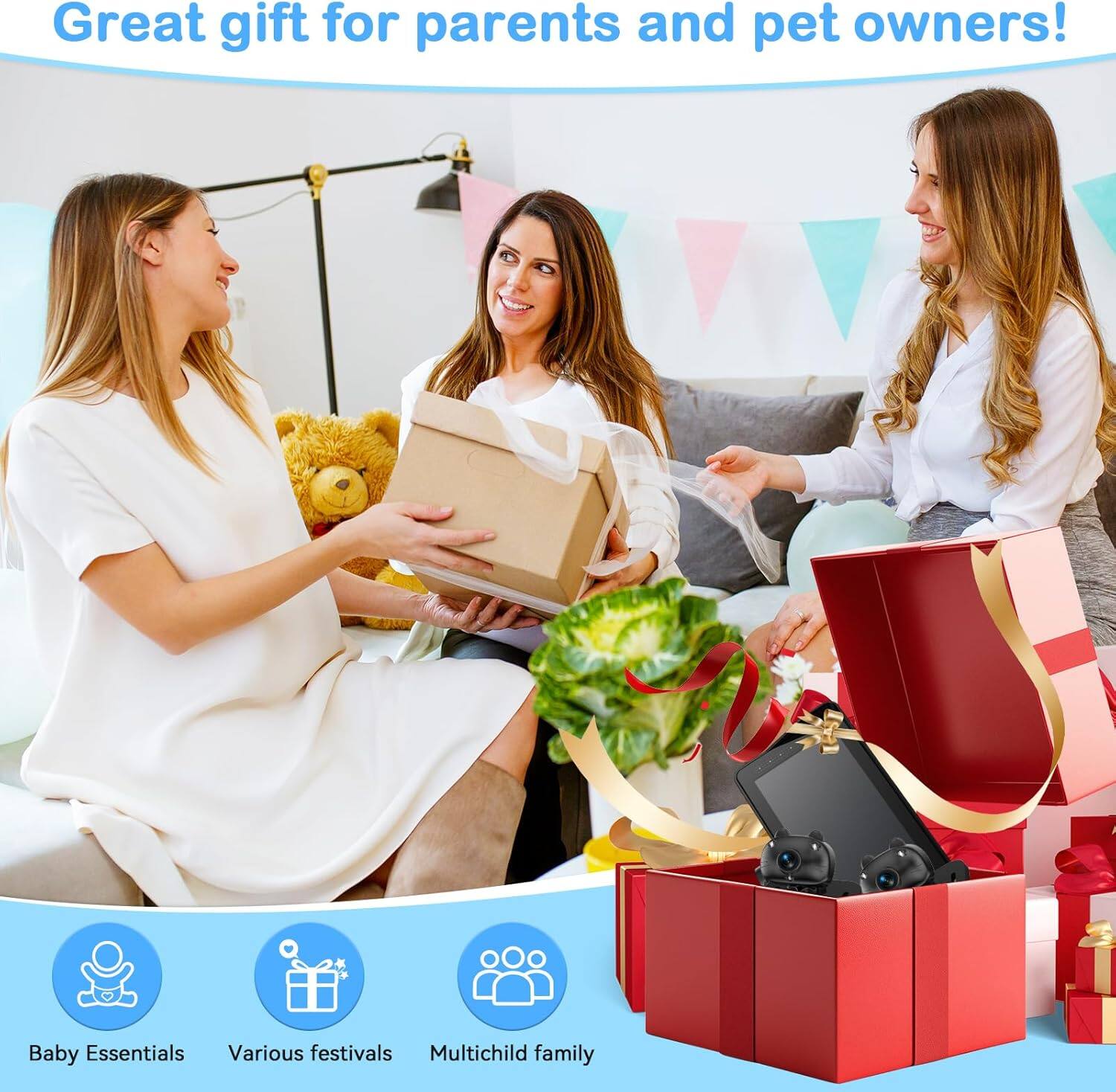 Great gift for parents and pet owners!  
Baby Essentials  
Various festivals  
Multichild family