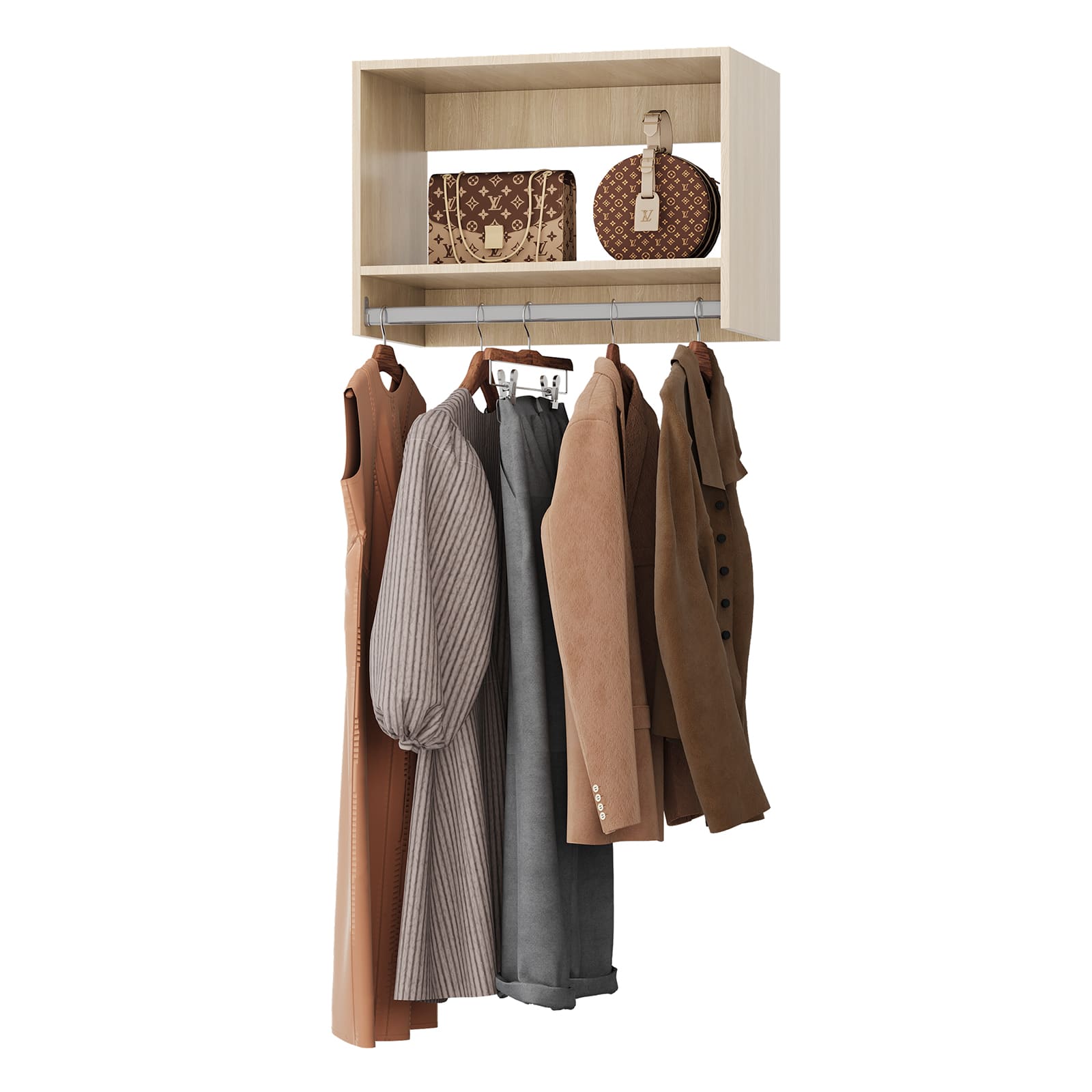 Roomtec - 22.5 in Wood Tall Hanging Closet Unit-Customizable Wall Mounted Modular Closet System for Bedroom Closet - Wood