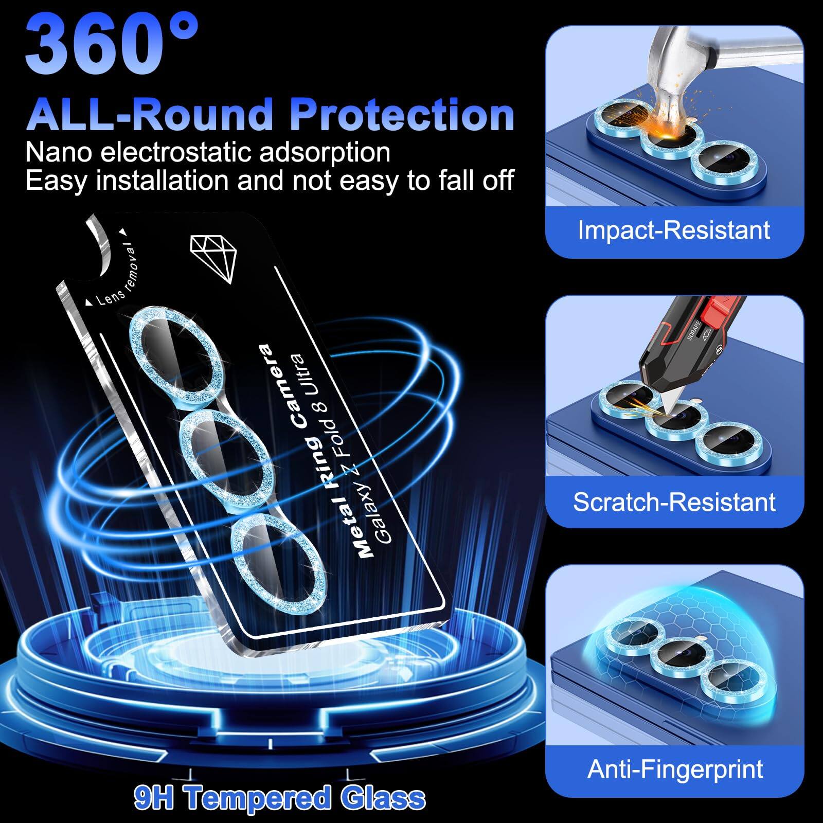 360° ALL-Round Protection  
Nano electrostatic adsorption  
Easy installation and not easy to fall off  
Impact-Resistant  
Scratch-Resistant  
Anti-Fingerprint  
9H Tempered Glass