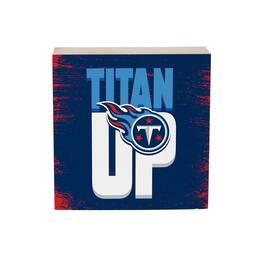 Evergreen Enterprises - Tennessee Titans 6" Square Fan Chant Wood Block Shelf Sign - Multicolor