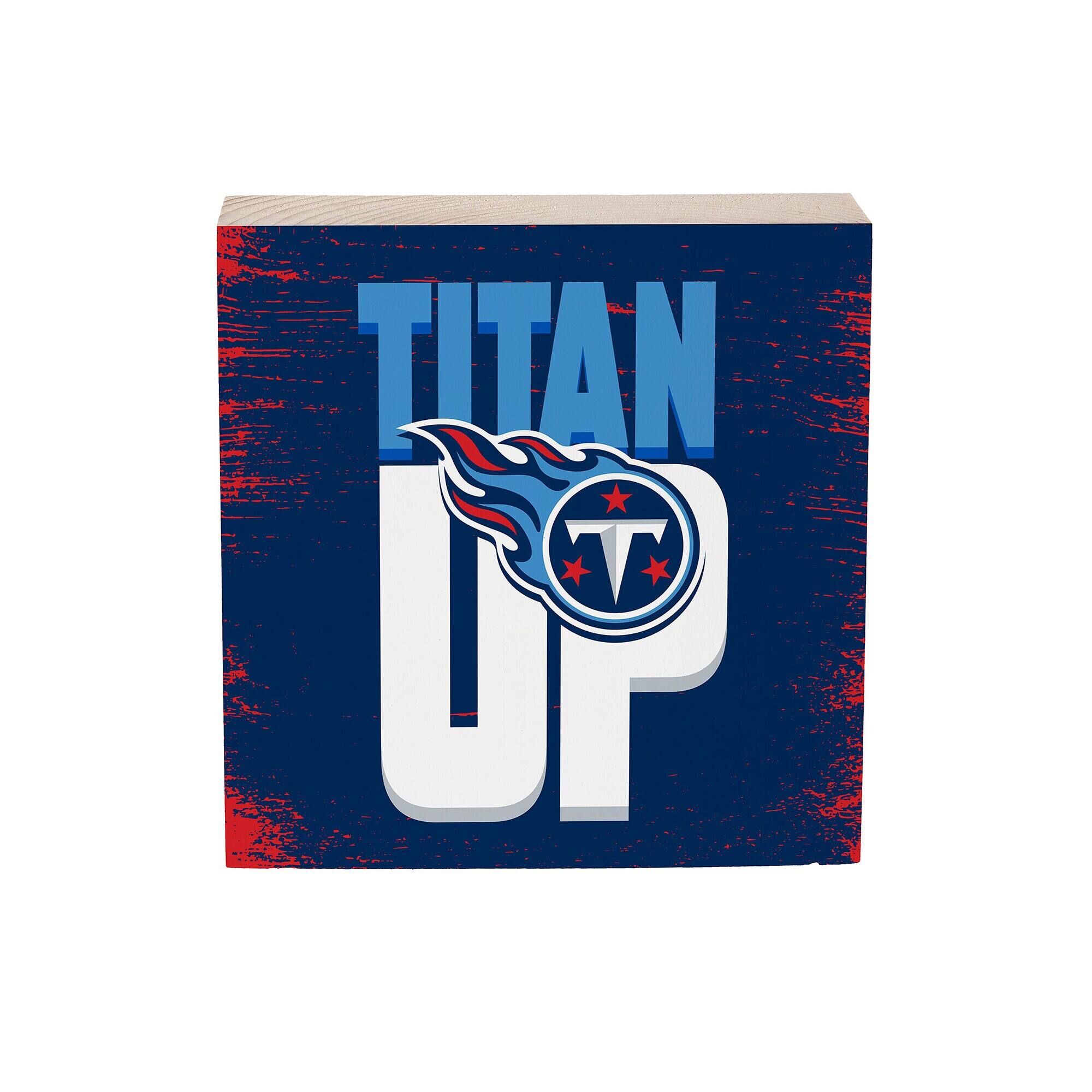 Tennessee Titans 6" Square Fan Chant Wood Block Shelf Sign