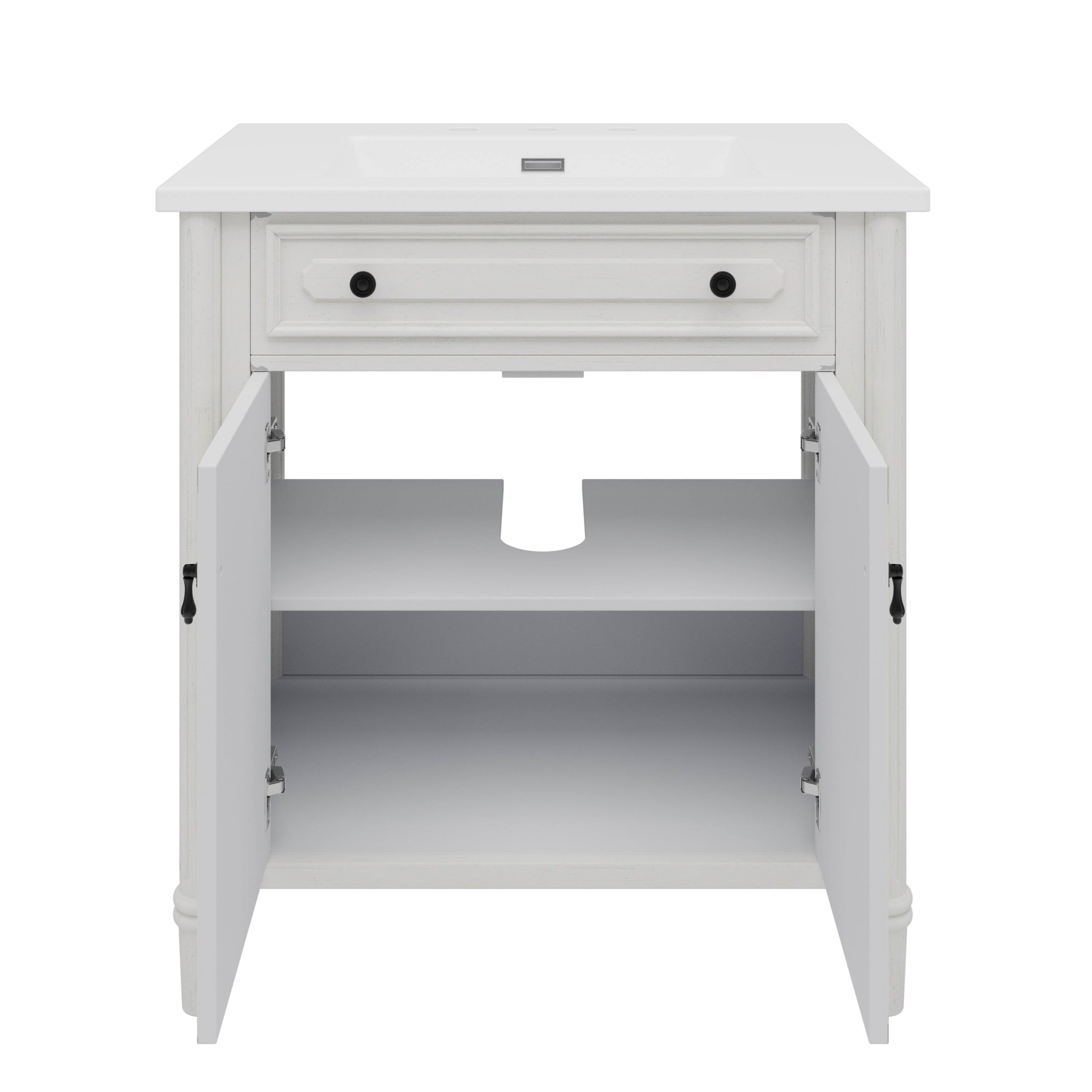 Alt View 9. Boyel Living - 31 Inch Vintage Bathroom Vanity with Sink Rustic Cabinet Soft Close Doors Adjustable Shelf White - White.