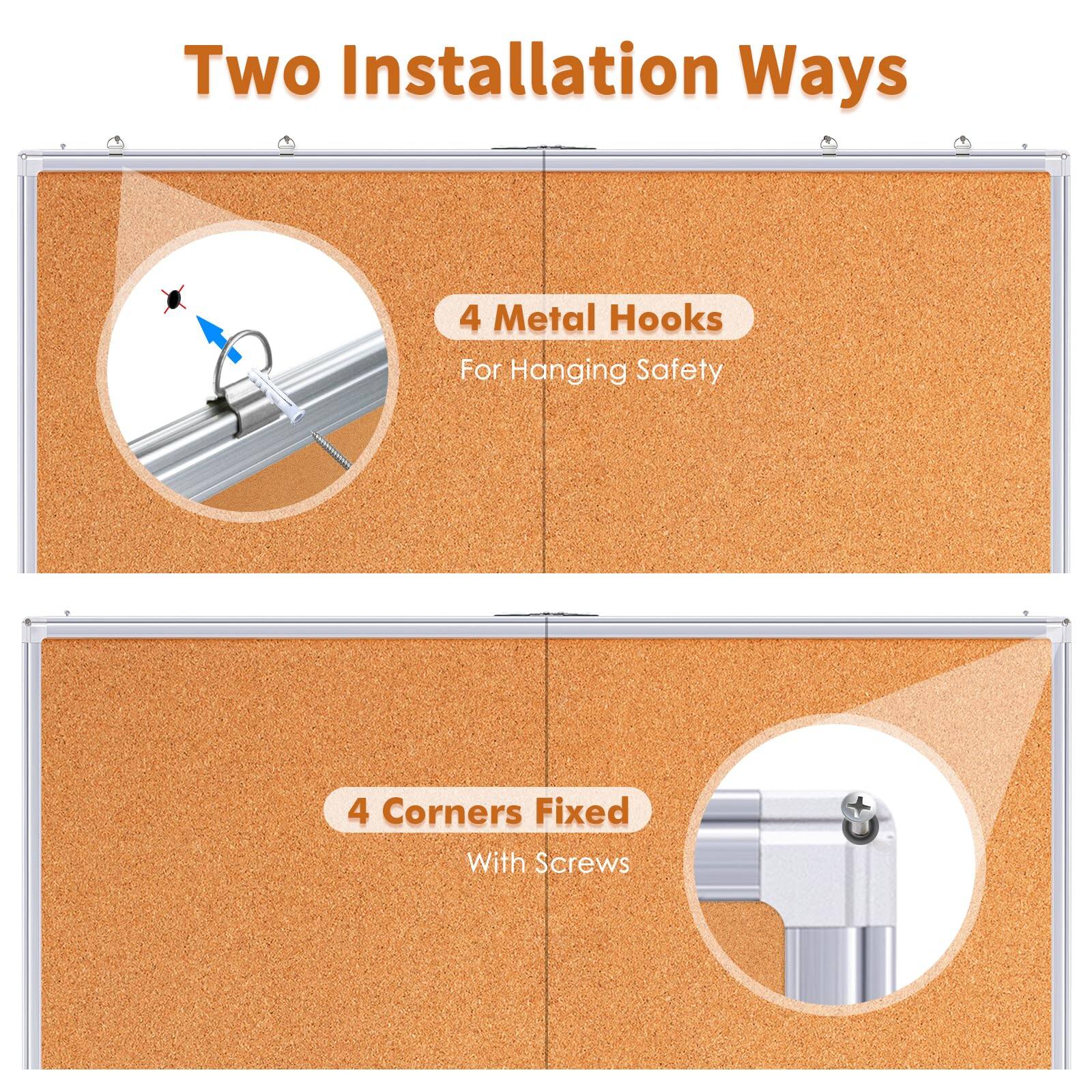 Two Installation Ways

4 Metal Hooks For Hanging Safety

4 Corners Fixed With Screws