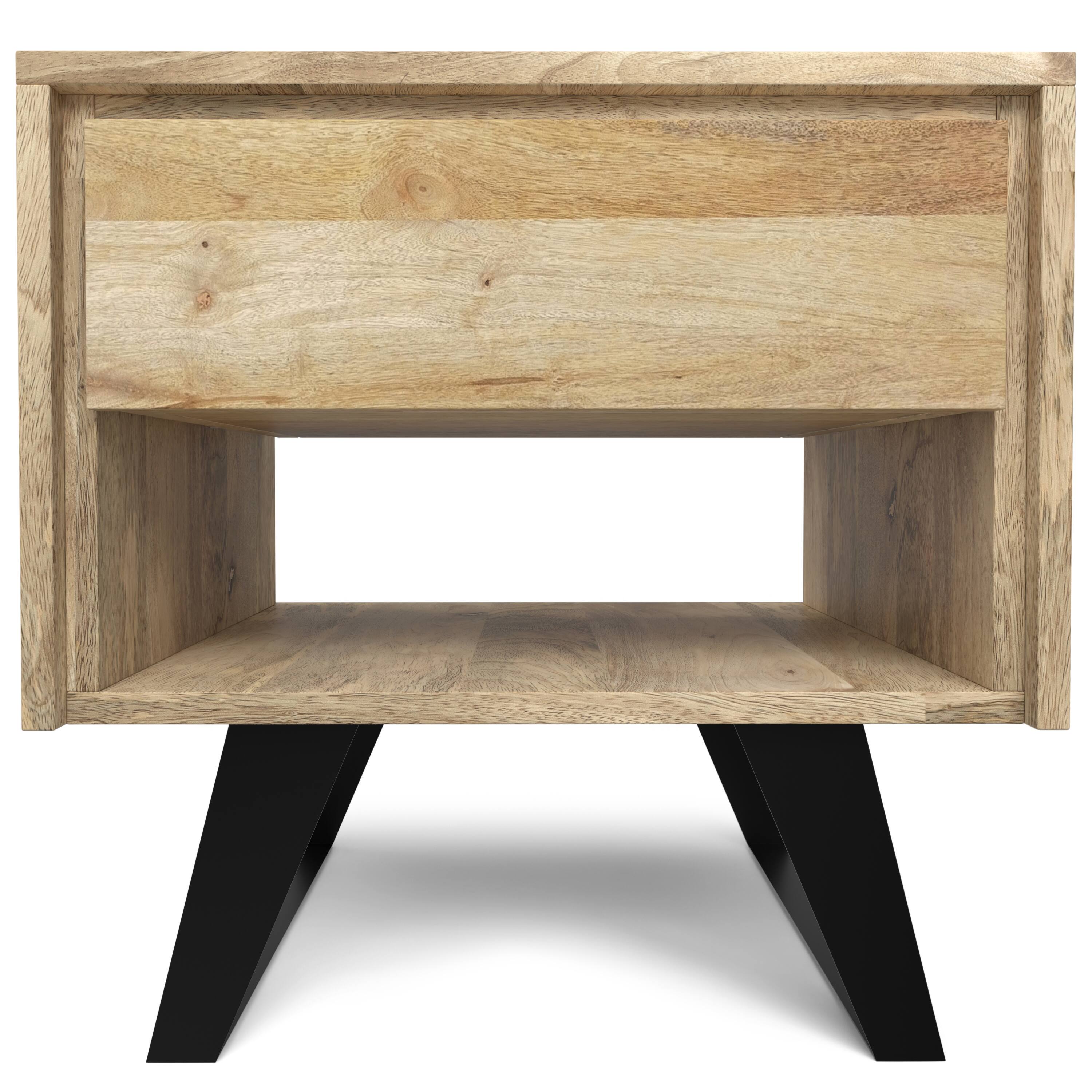 Left. Simpli Home - Lowry Modern Industrial 22 inch Wide Metal End Side Table in Natural - Natural.